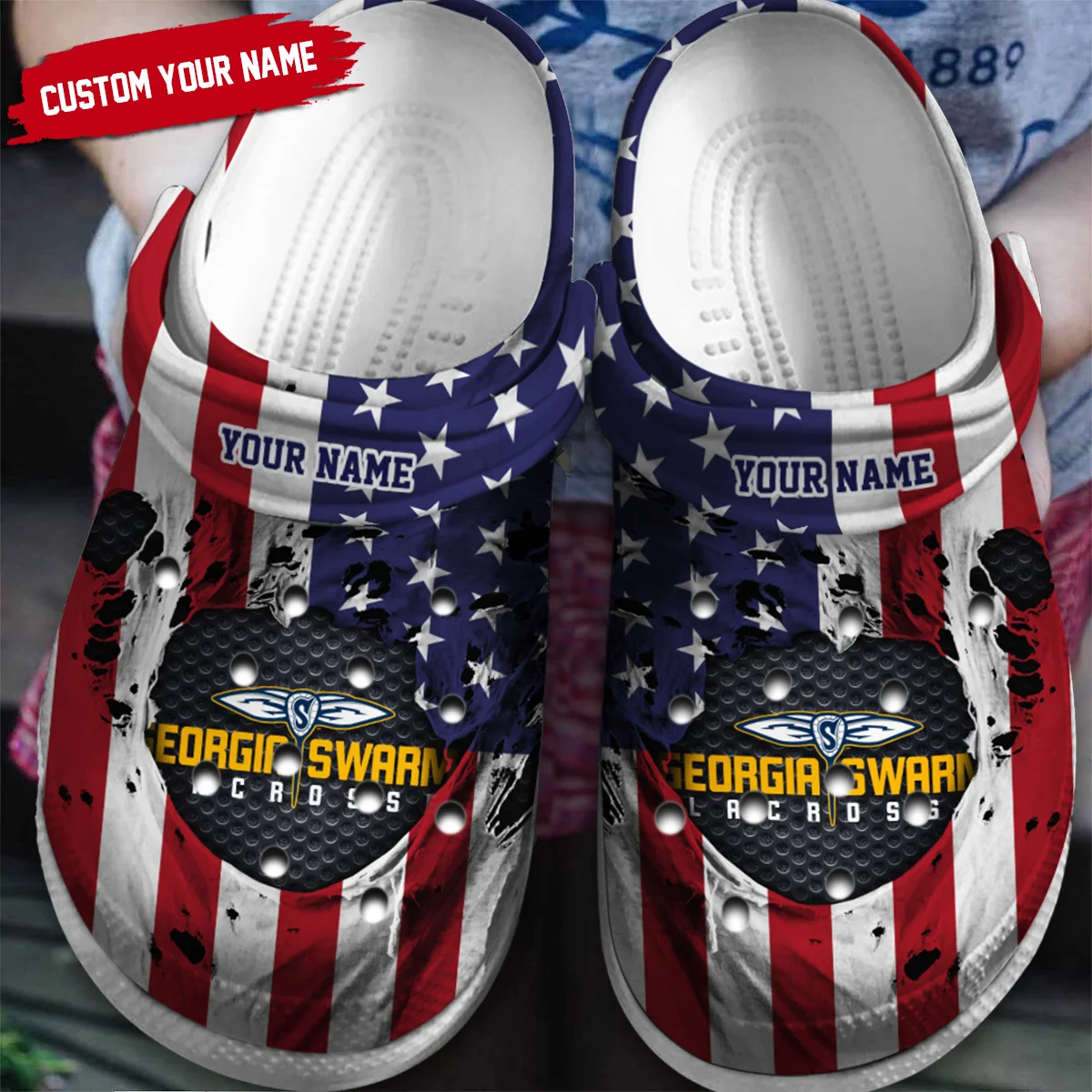 Personalized USA Flag Georgia Swarm Classic Crocs All Over Print HONLL310724C01GEO