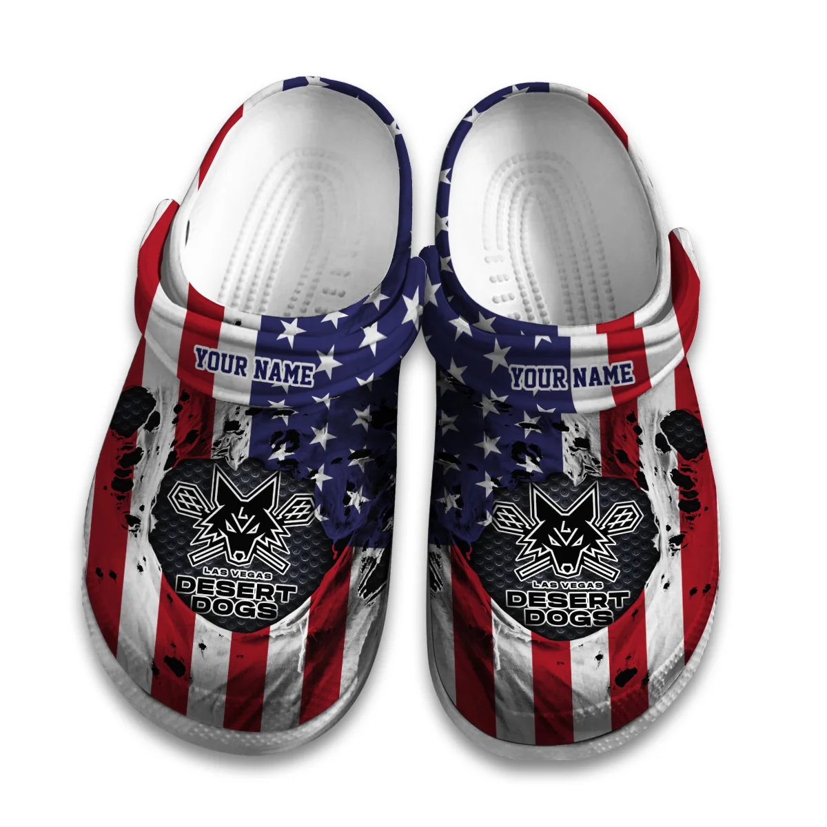 Personalized USA Flag Las Vegas Desert Dogs Classic Crocs All Over Print HONLL310724C01LVD