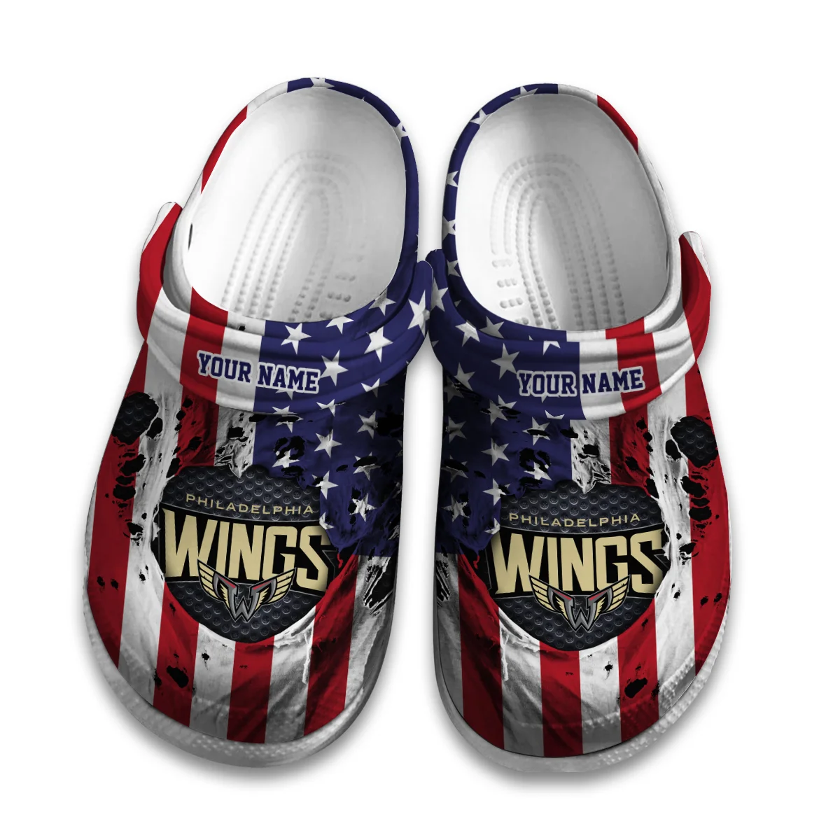 Personalized USA Flag Philadelphia Wings Classic Crocs All Over Print HONLL310724C01PHI