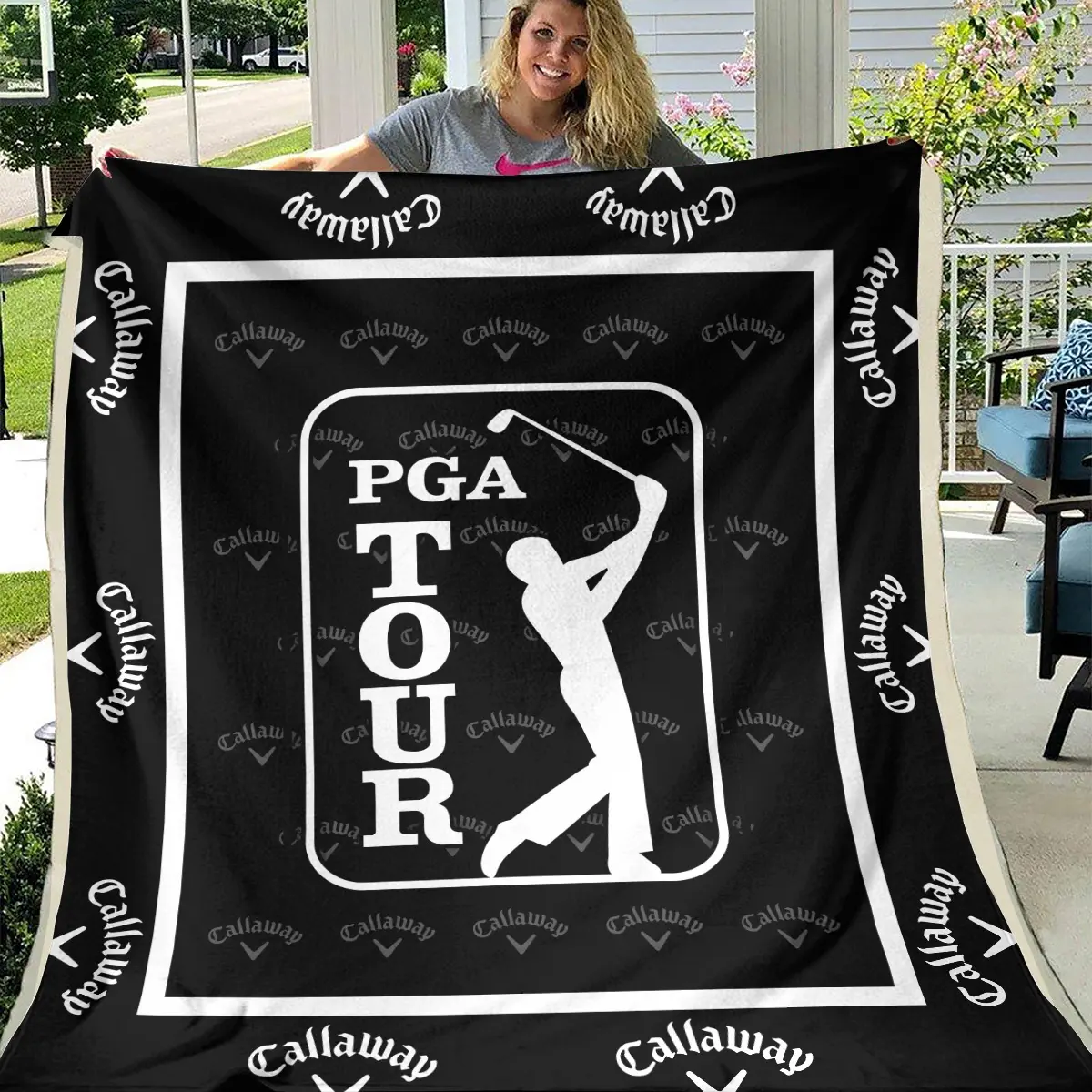 PGA Tour Tournament Callaway Brand Exclusive Logo All Over Prints BLPGT221024A01CLWBLK - Blanket