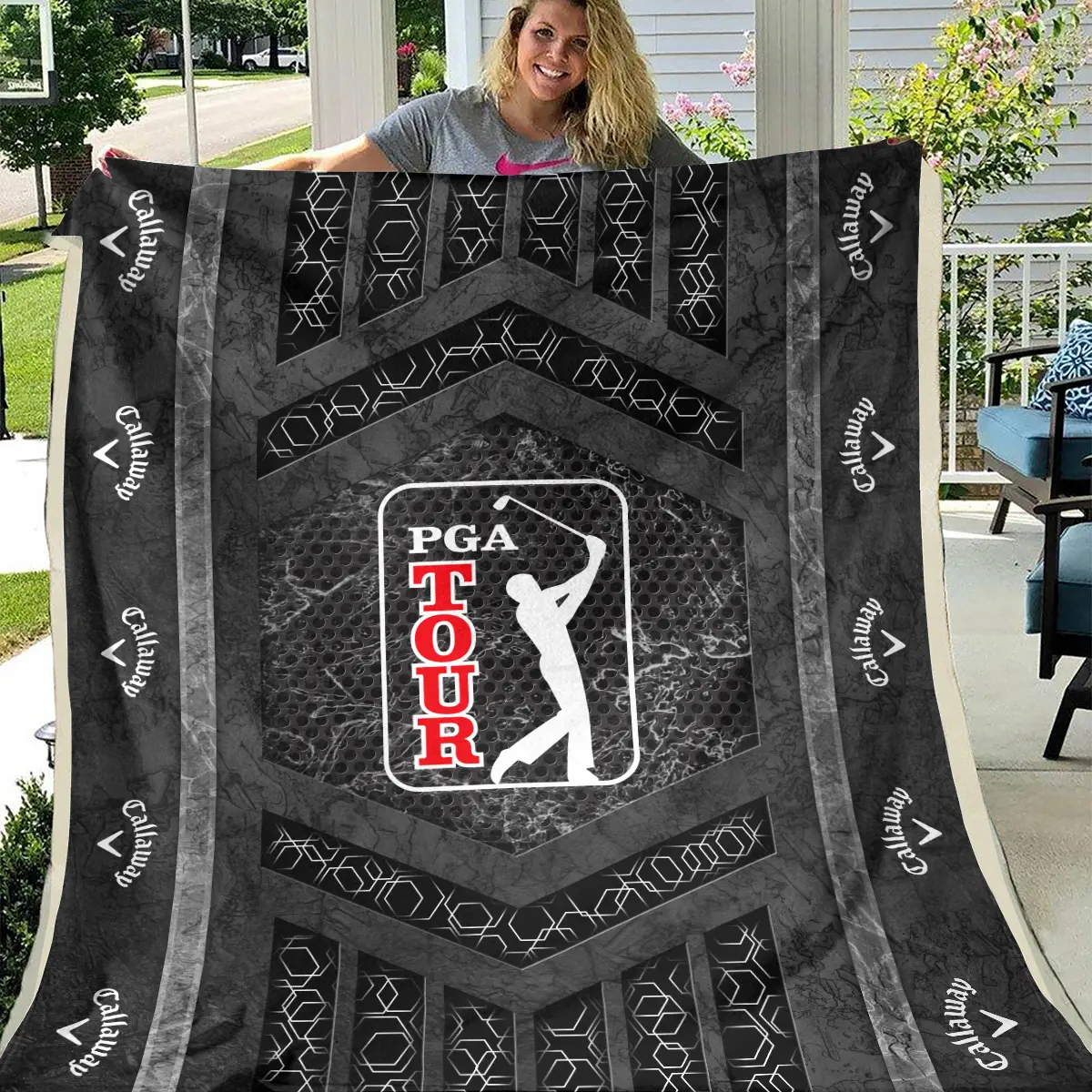 PGA Tour Tournament Callaway Brand Exclusive Logo All Over Prints BLPGT231024A01CLWBLK - Blanket