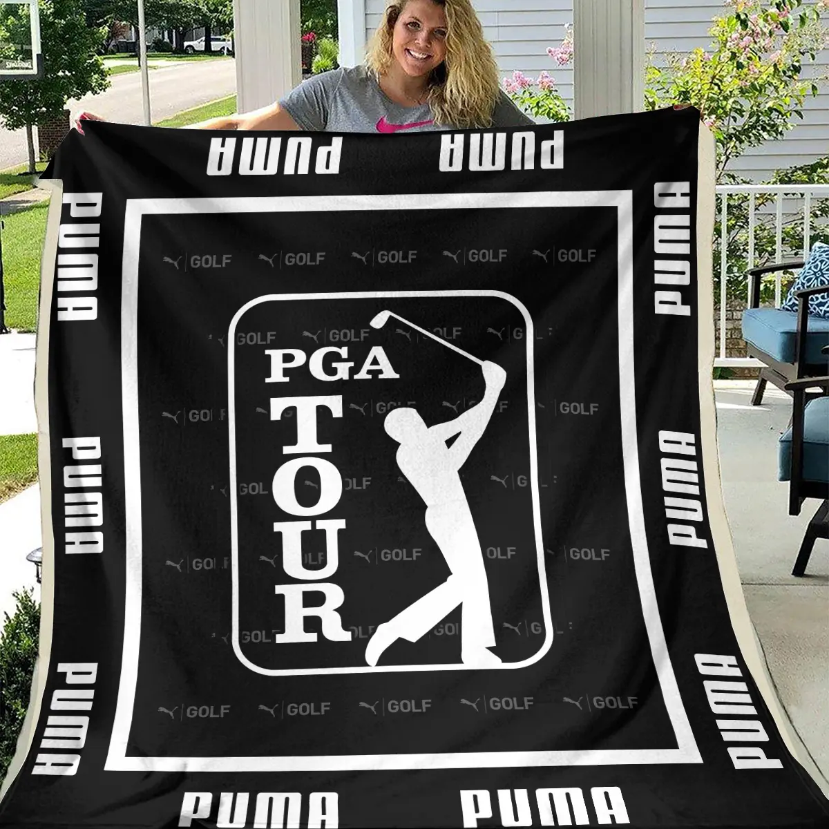 PGA Tour Tournament PUMA Golf Brand Exclusive Logo All Over Prints BLPGT221024A01PUMBLK - Blanket