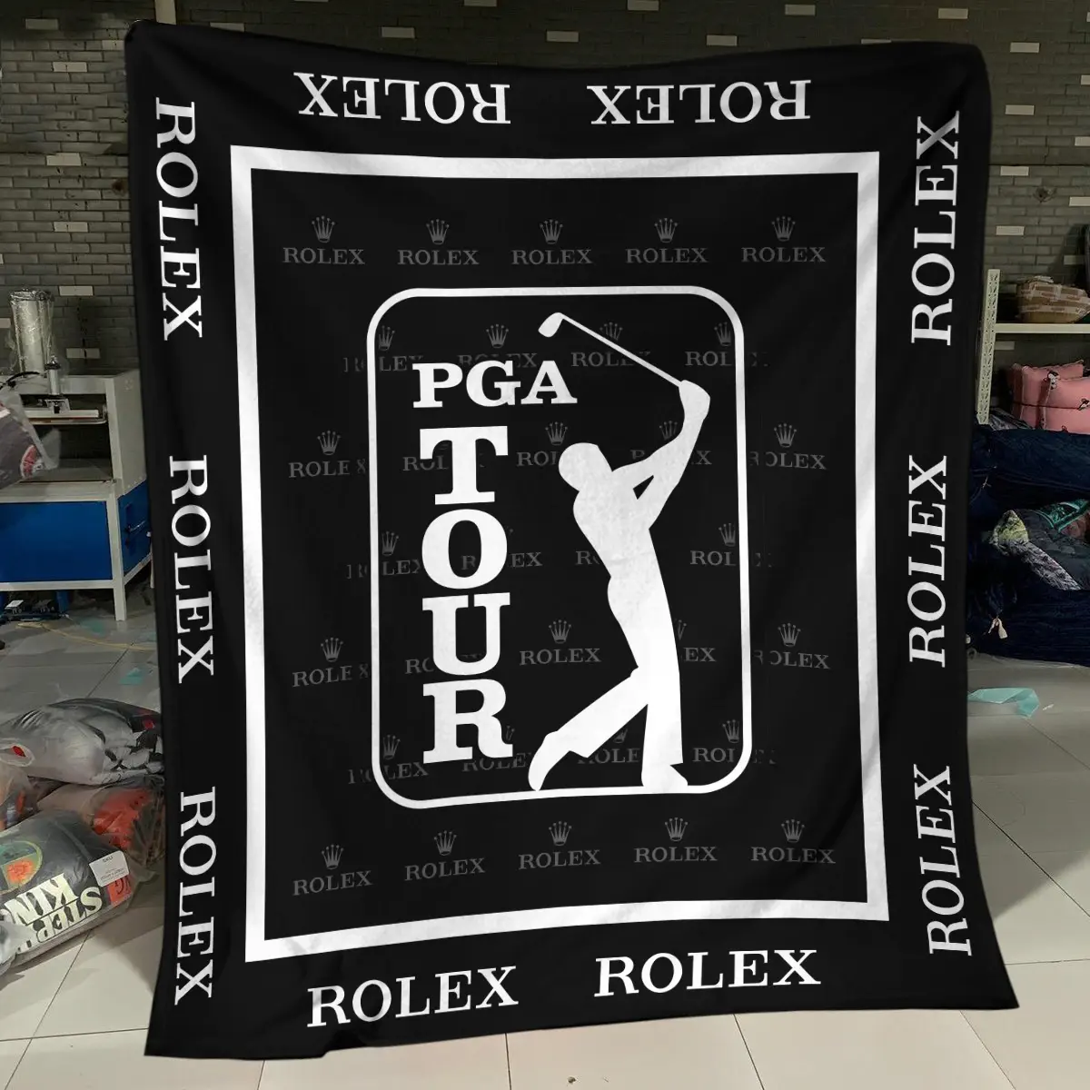 PGA Tour Tournament Rolex Brand Exclusive Logo All Over Prints BLPGT221024A01ROXBLK - Blanket