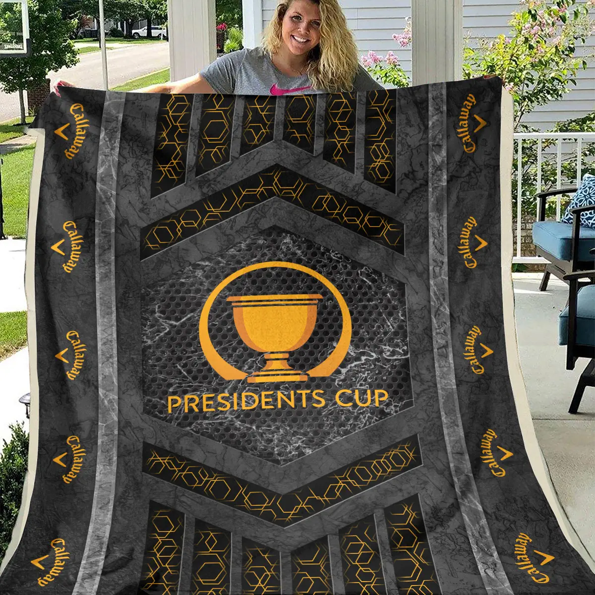 Presidents Cup Tournament Callaway Brand Exclusive Logo All Over Prints BLPC231024A01CLWBLK - Blanket