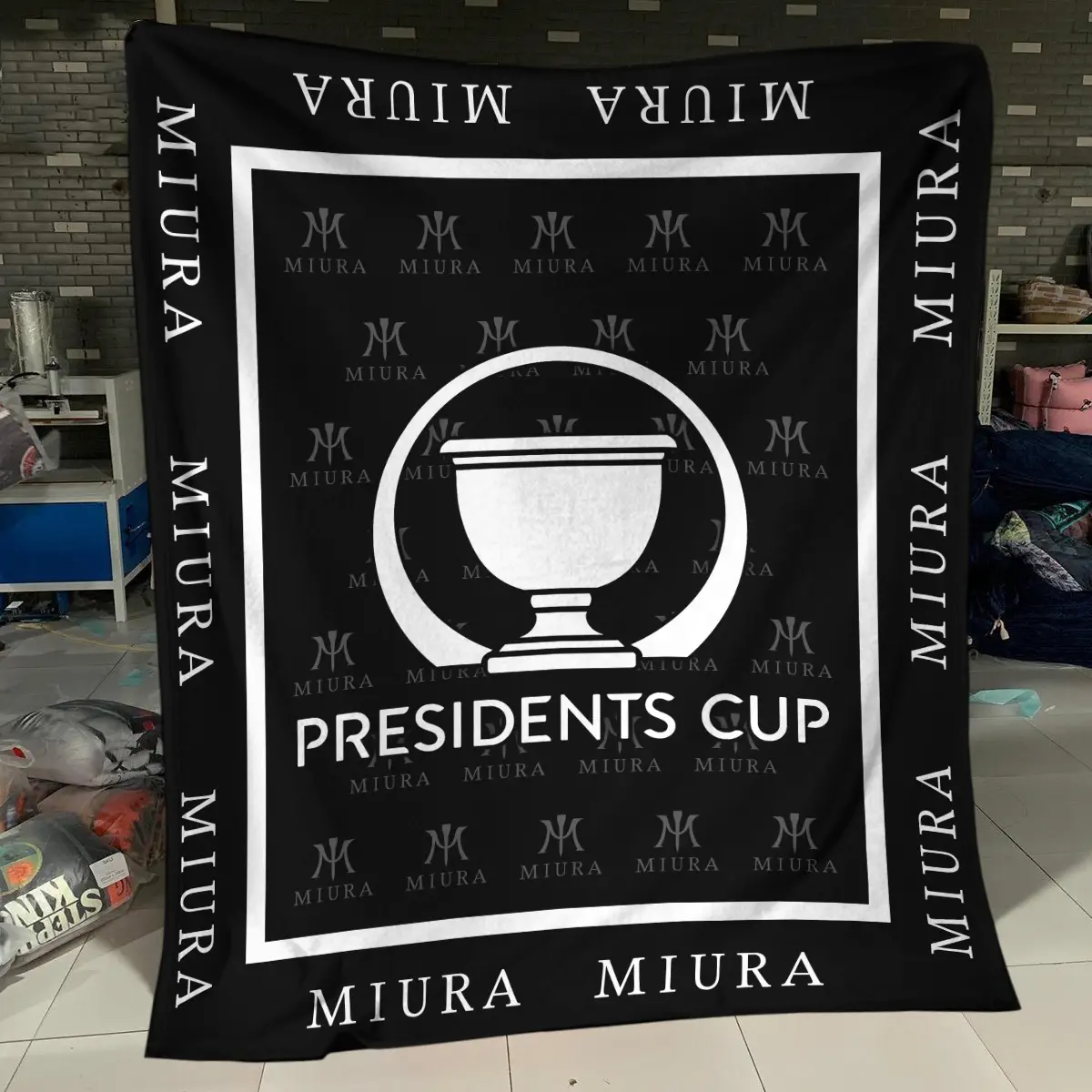 PGA Tour Tournament Miura Golf Brand Exclusive Logo All Over Prints BLPGT221024A01MGBLK - Blanket