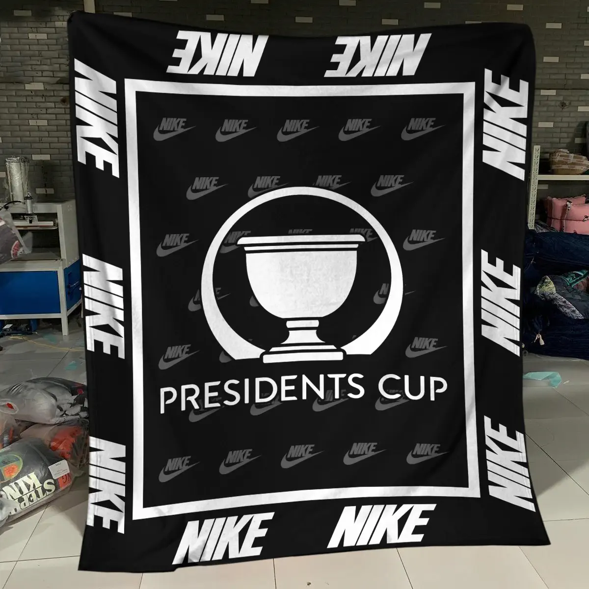 PGA Tour Tournament Nike Brand Exclusive Logo All Over Prints BLPGT221024A01NKBLK - Blanket