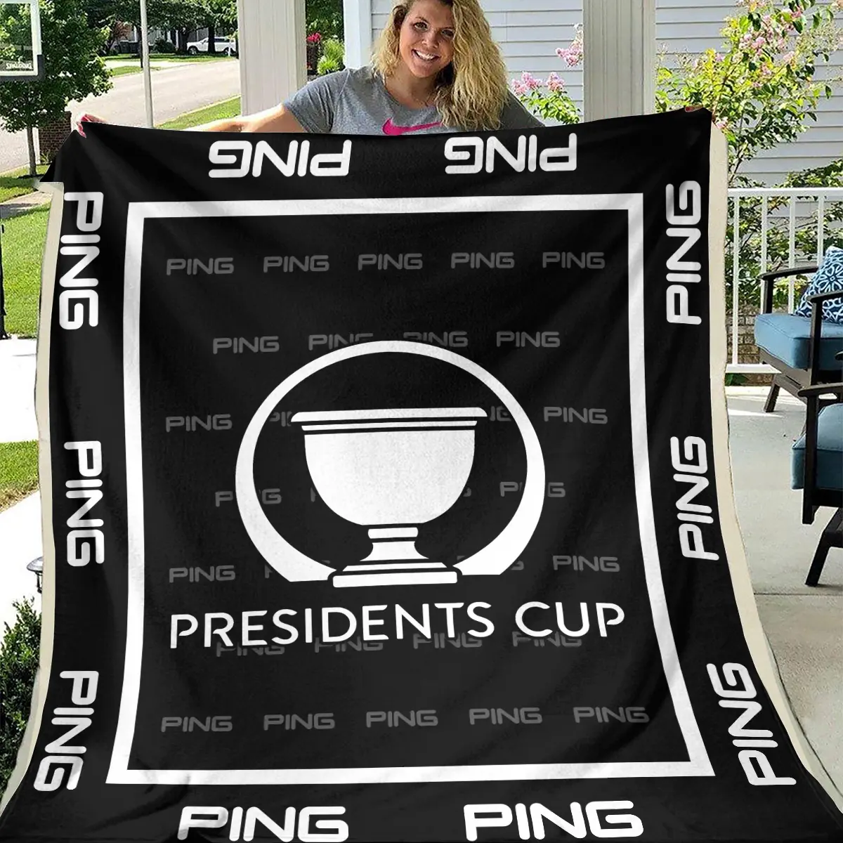 Presidents Cup Tournament Ping Brand Exclusive Logo All Over Prints BLPC221024A01PIBLK - Blanket