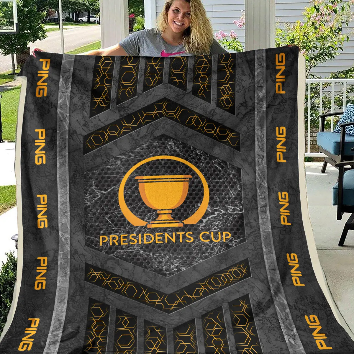 Presidents Cup Tournament Ping Brand Exclusive Logo All Over Prints BLPC231024A01PIBLK - Blanket