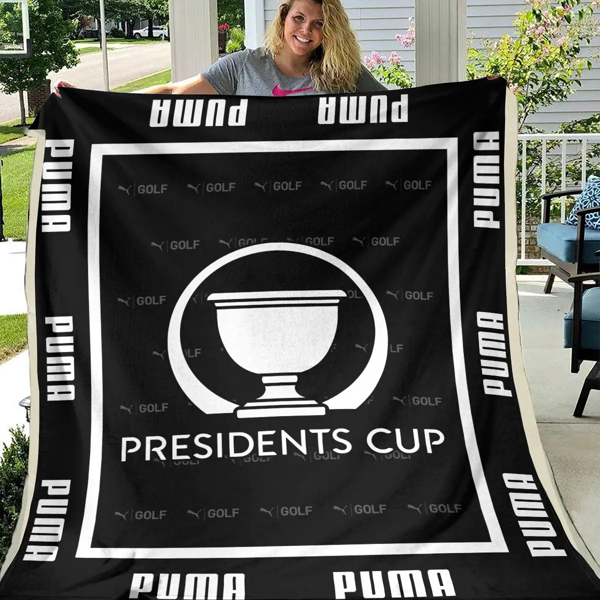 Presidents Cup Tournament PUMA Golf Brand Exclusive Logo All Over Prints BLPC221024A01PUMBLK - Blanket