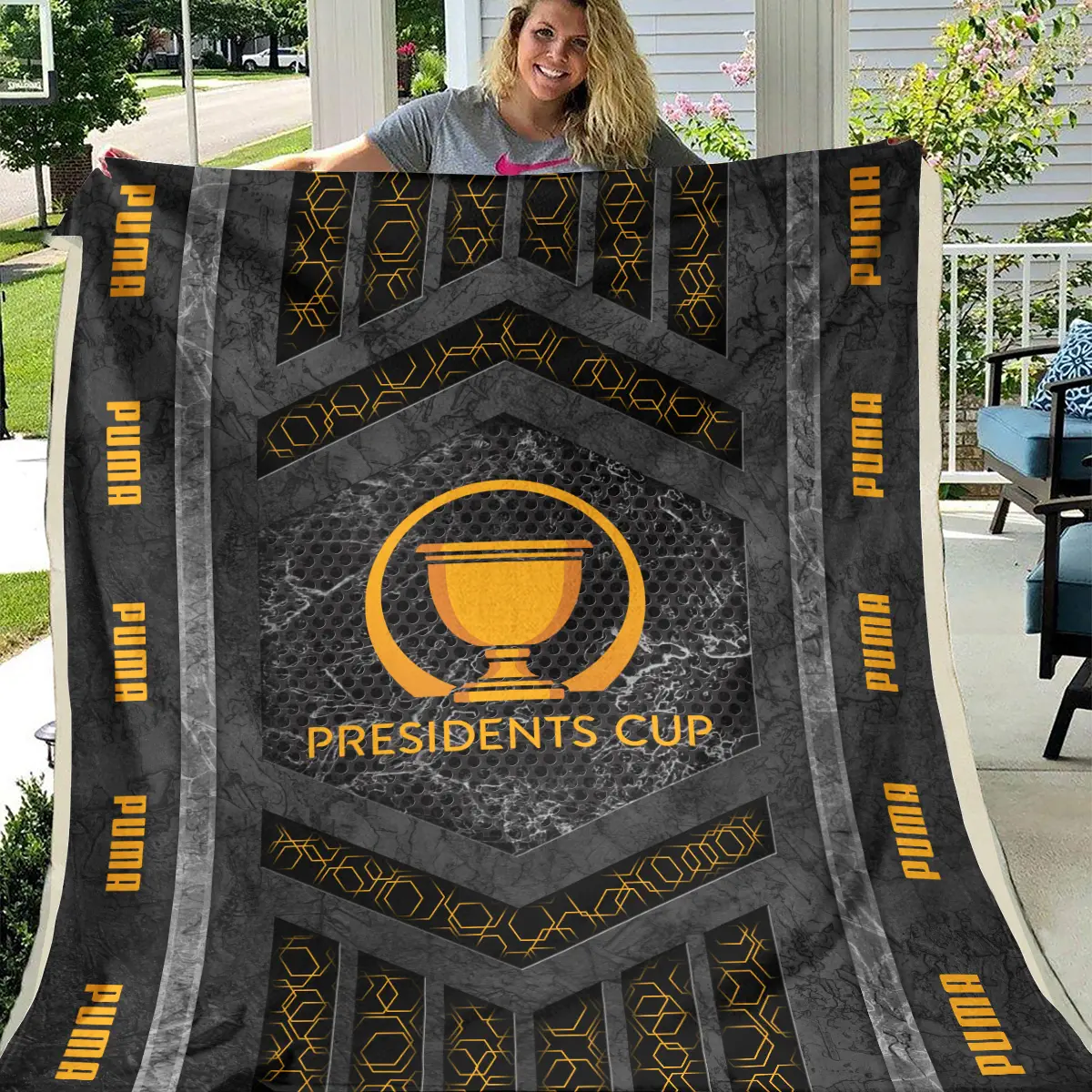 Presidents Cup Tournament PUMA Golf Brand Exclusive Logo All Over Prints BLPC231024A01PUMBLK - Blanket