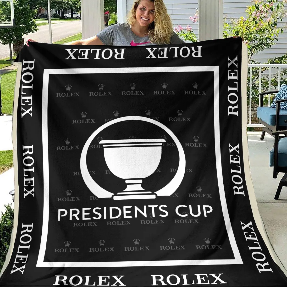 Presidents Cup Tournament Rolex Brand Exclusive Logo All Over Prints BLPC221024A01ROXBLK - Blanket