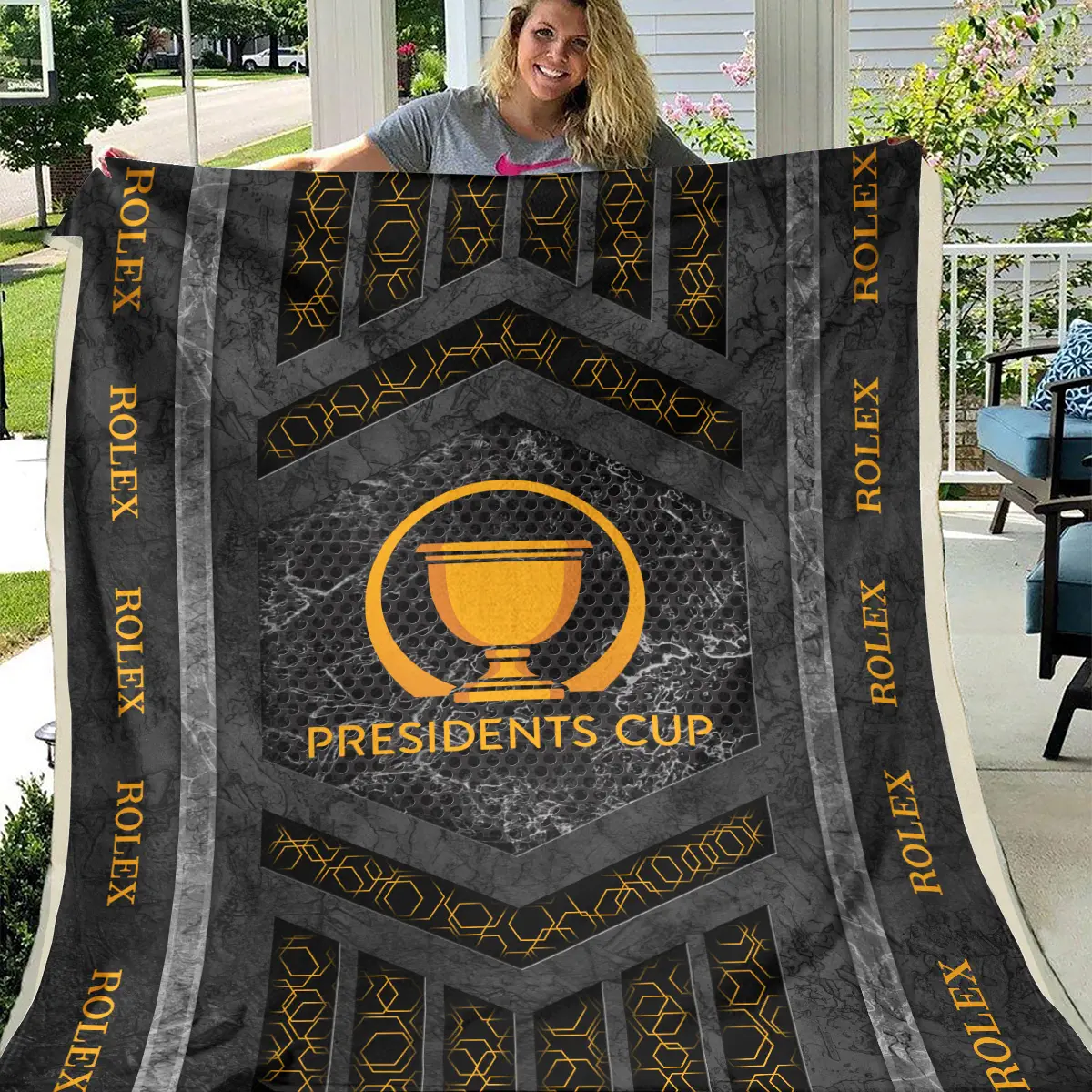 Presidents Cup Tournament Rolex Brand Exclusive Logo All Over Prints BLPC231024A01ROXBLK - Blanket