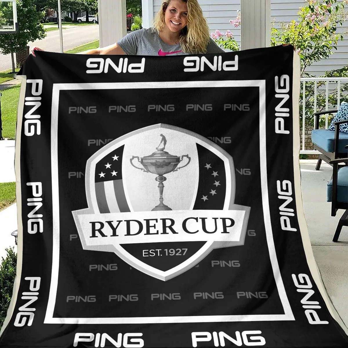 Ryder Cup Tournament Ping Brand Exclusive Logo All Over Prints BLRC221024A01PIBLK - Blanket