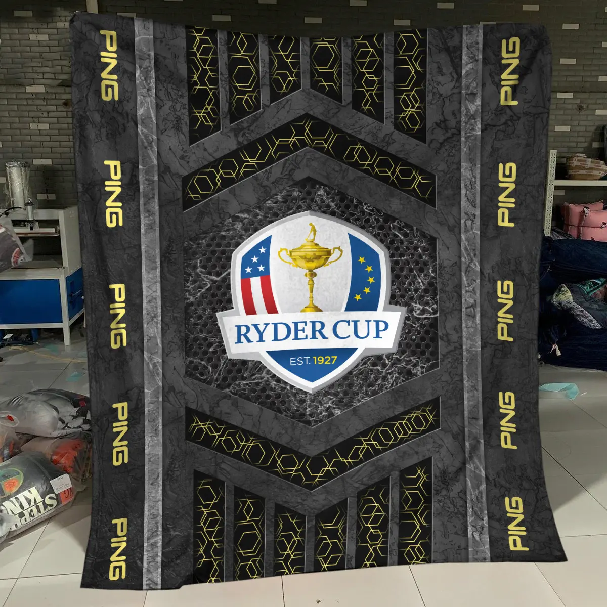 Ryder Cup Tournament Ping Brand Exclusive Logo All Over Prints BLRC231024A01PIBLK - Blanket