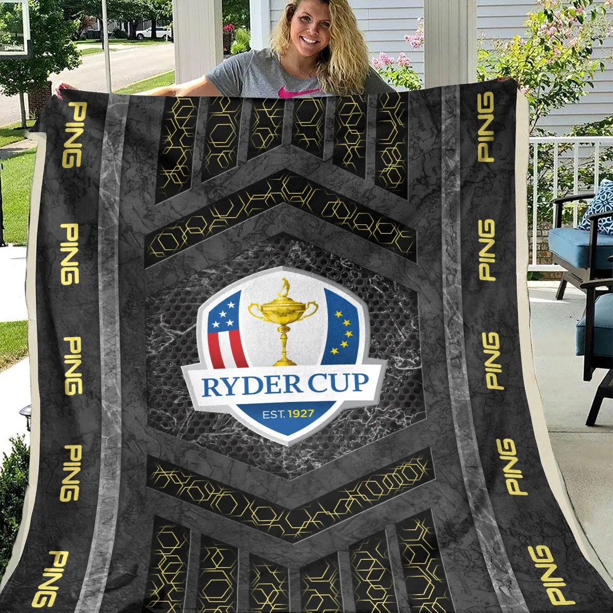 Ryder Cup Tournament Ping Brand Exclusive Logo All Over Prints BLRC231024A01PIBLK - Blanket