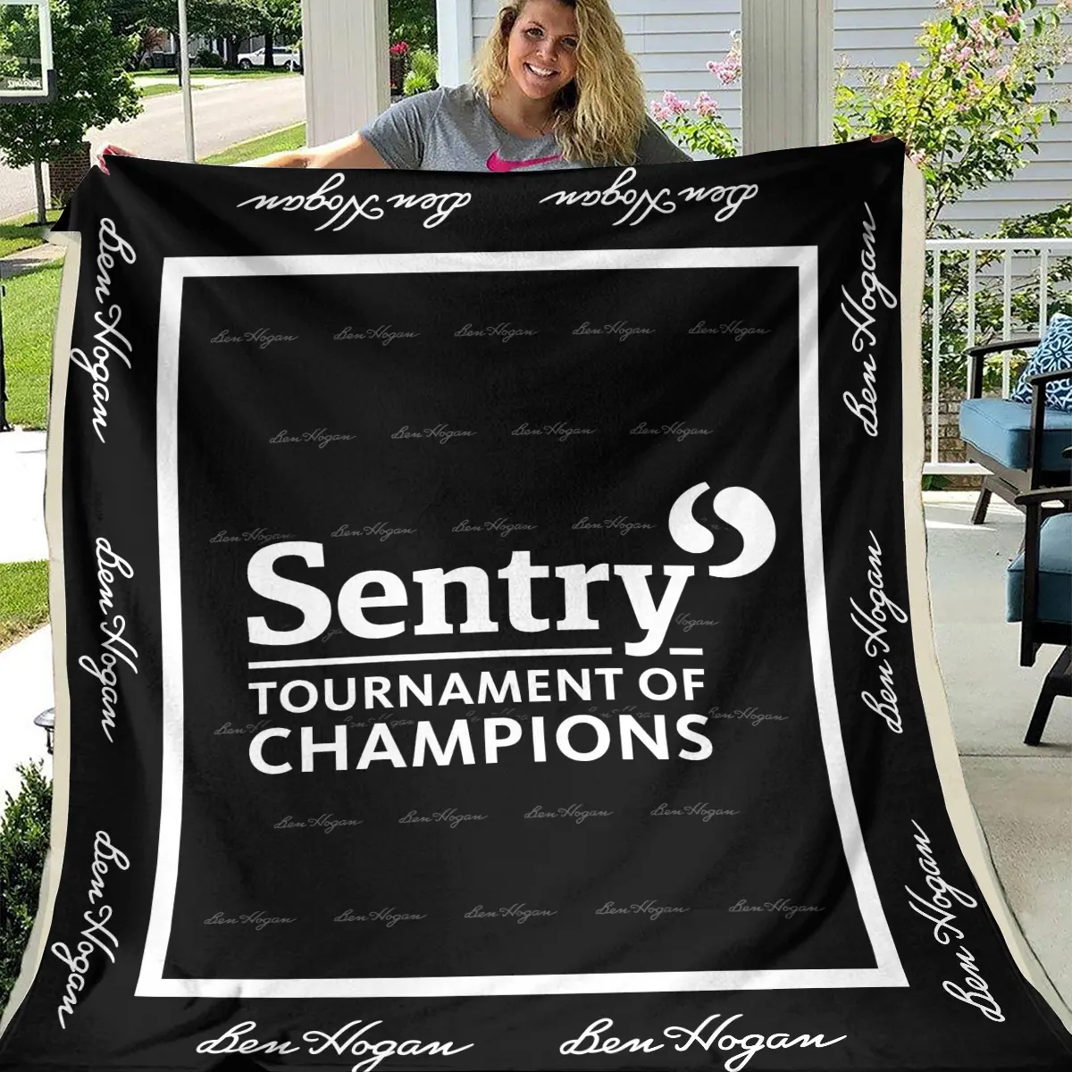 Sentry Tournament of Champions Tournament Ben Hogan Brand Exclusive Logo All Over Prints BLSTC221024A01BHBLK - Blanket