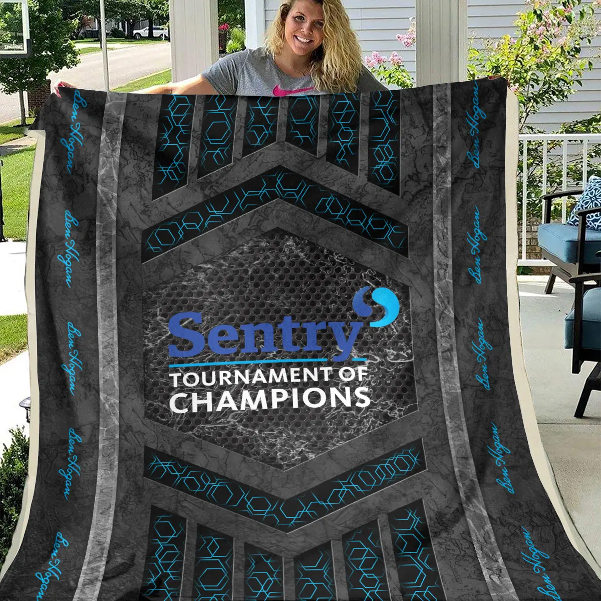 Sentry Tournament of Champions Tournament Ben Hogan Brand Exclusive Logo All Over Prints BLSTC231024A01BHBLK - Blanket