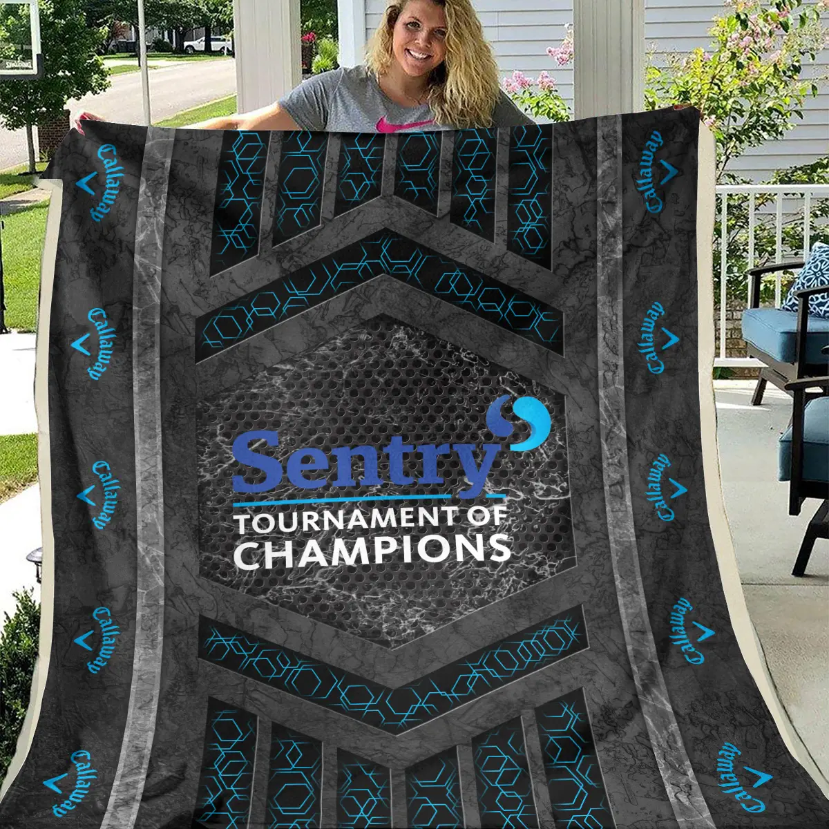 Sentry Tournament of Champions Tournament Callaway Brand Exclusive Logo All Over Prints BLSTC231024A01CLWBLK - Blanket