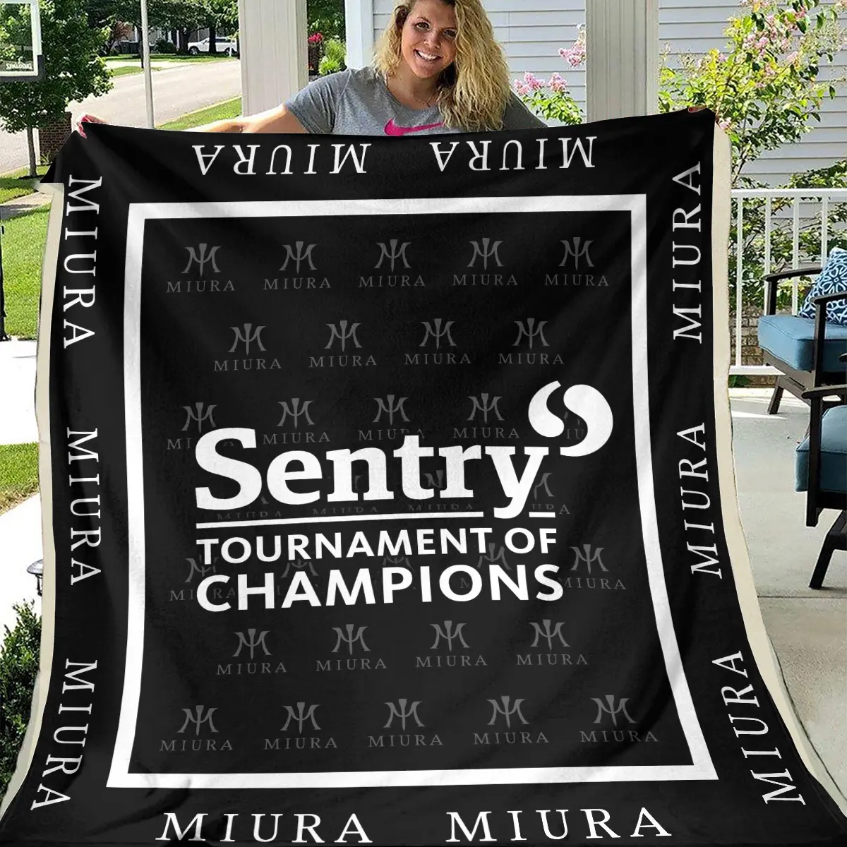 Sentry Tournament of Champions Tournament Miura Golf Brand Exclusive Logo All Over Prints BLSTC221024A01MGBLK - Blanket