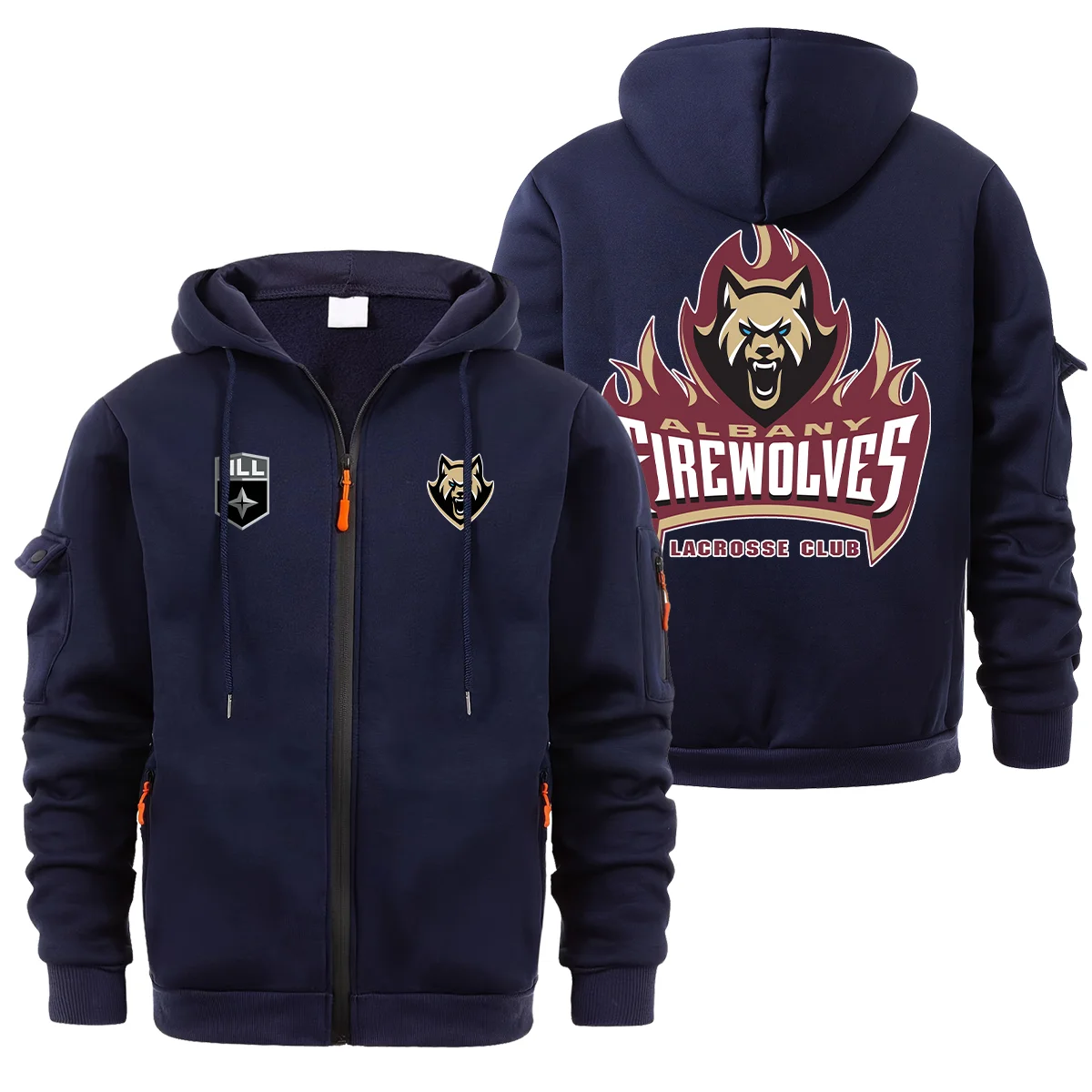 Special Release Albany FireWolves National Lacrosse League Full Zipper Hoodie Fashion HONLL210824A02ALB - Dark Gray