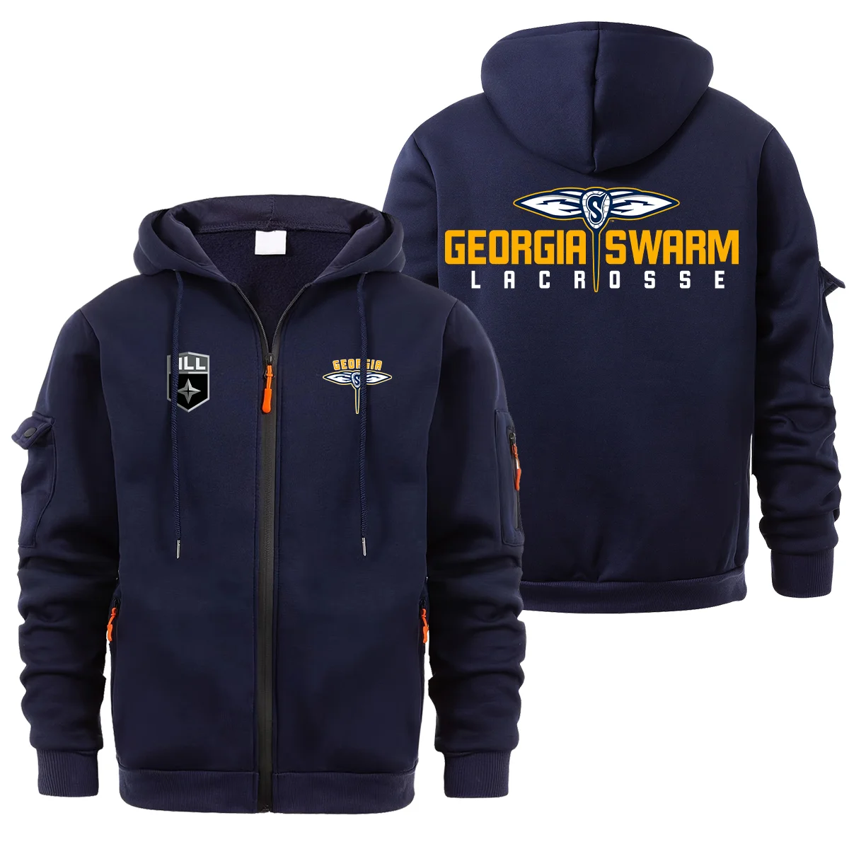 Special Release Georgia Swarm National Lacrosse League Full Zipper Hoodie Fashion HONLL210824A02GEO - Black