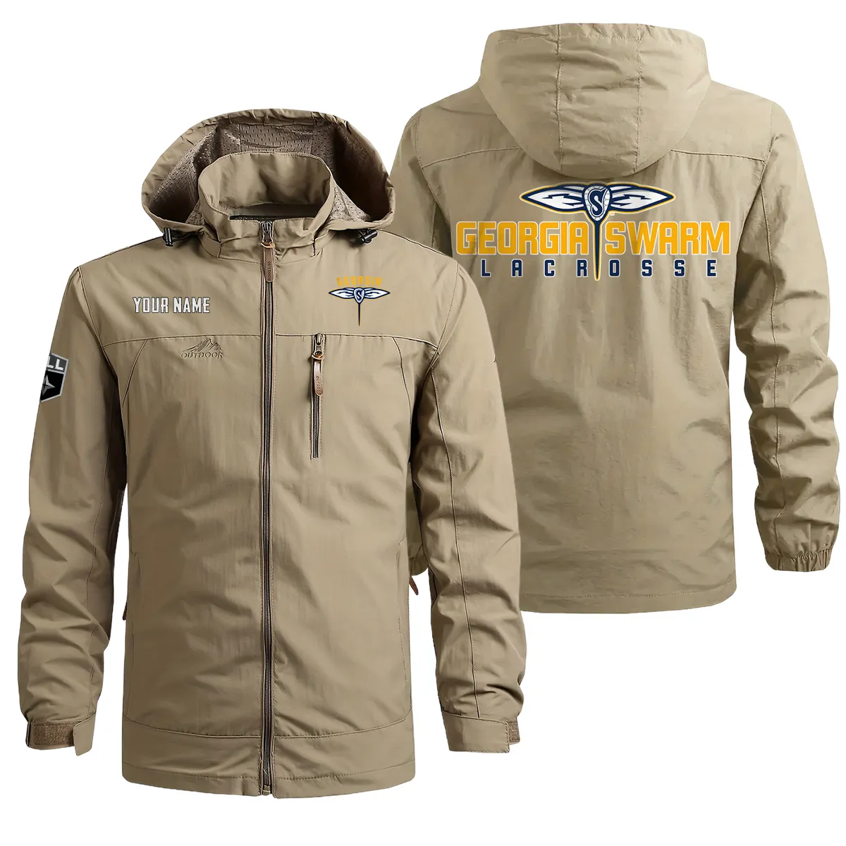 Special Release Georgia Swarm National Lacrosse League Waterproof Outdoor Jacket QTNLL080924A1GEO - Military Green