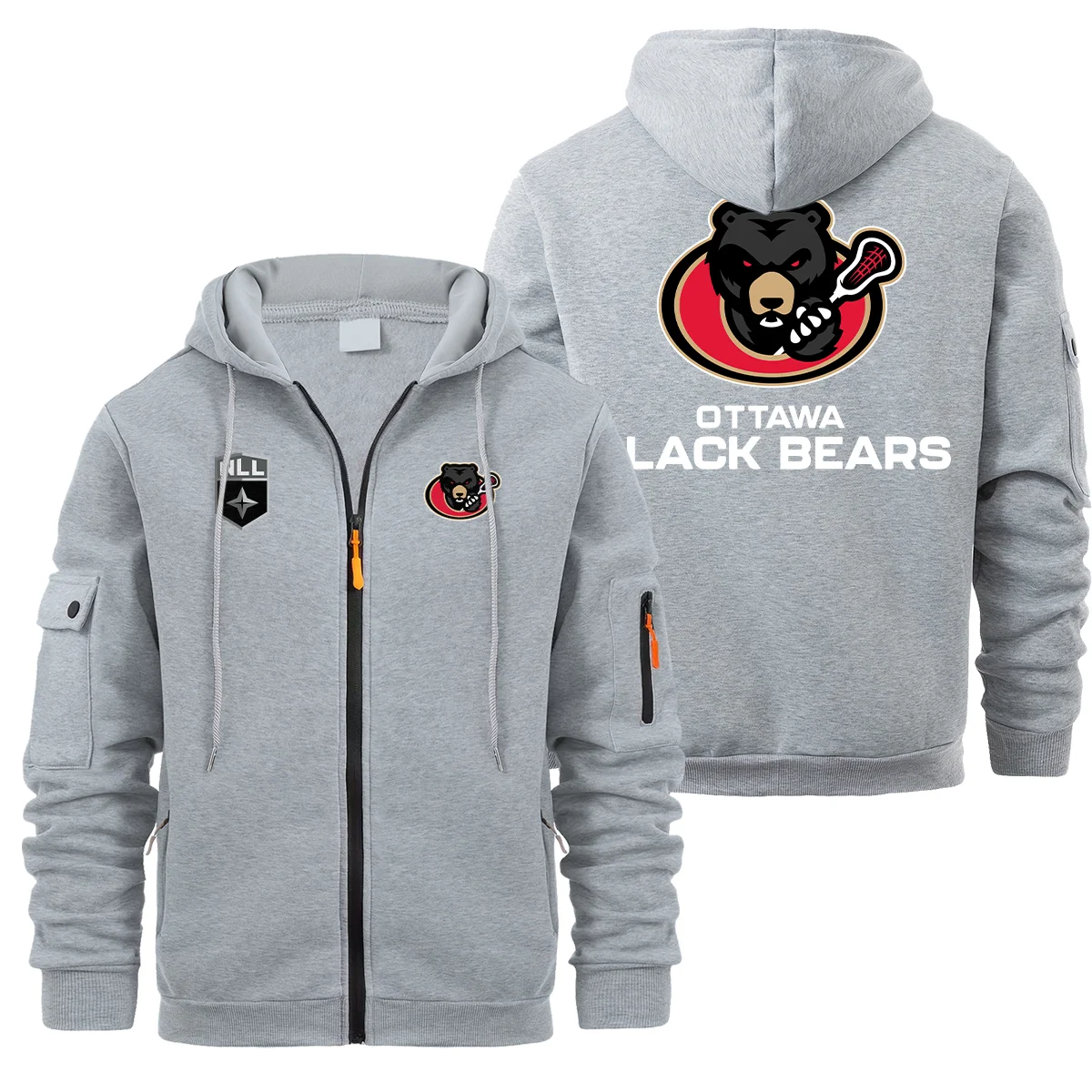 Special Release Ottawa Black Bears National Lacrosse League Full Zipper Hoodie Fashion HONLL210824A02OBB - Light Grey