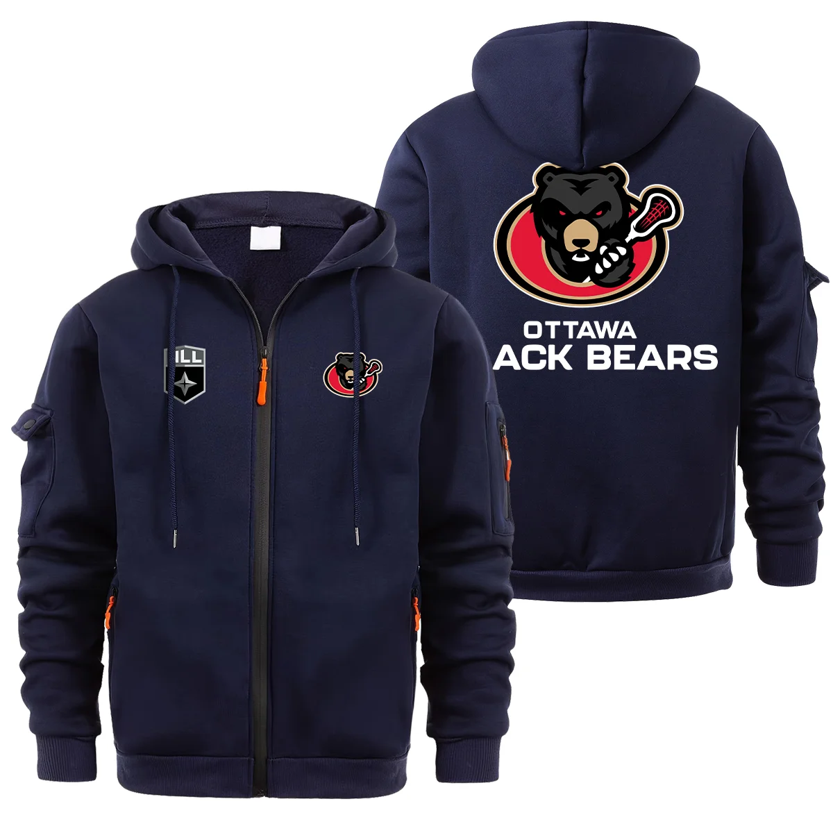 Special Release Ottawa Black Bears National Lacrosse League Full Zipper Hoodie Fashion HONLL210824A02OBB - Navy