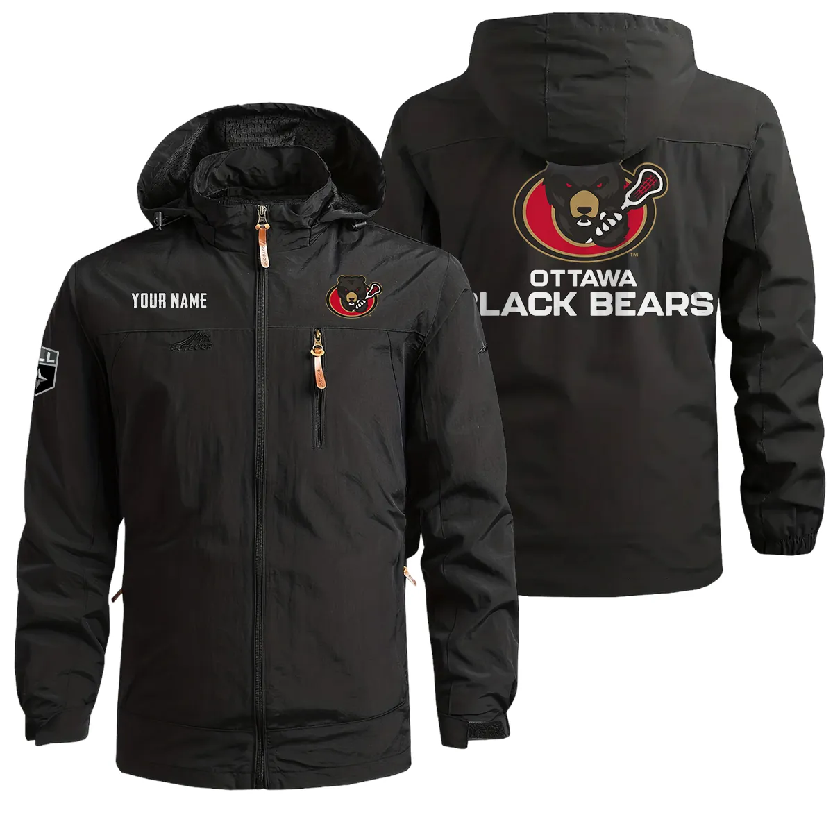 Special Release Ottawa Black Bears National Lacrosse League Waterproof Outdoor Jacket QTNLL080924A1OBB - Black