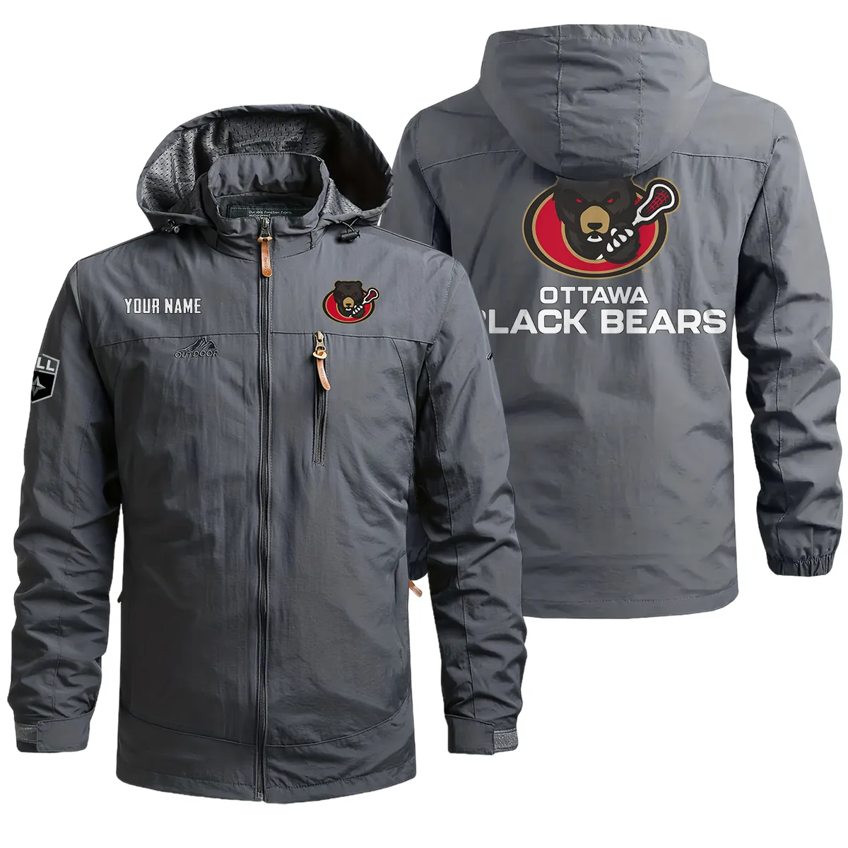 Special Release Ottawa Black Bears National Lacrosse League Waterproof Outdoor Jacket QTNLL080924A1OBB - Gray