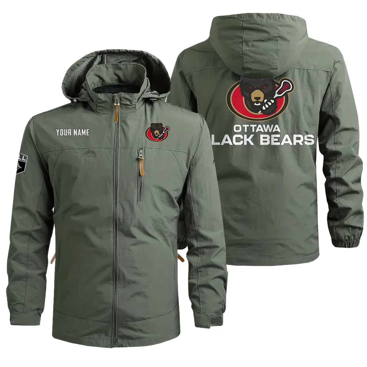 Special Release Ottawa Black Bears National Lacrosse League Waterproof Outdoor Jacket QTNLL080924A1OBB - Military Green