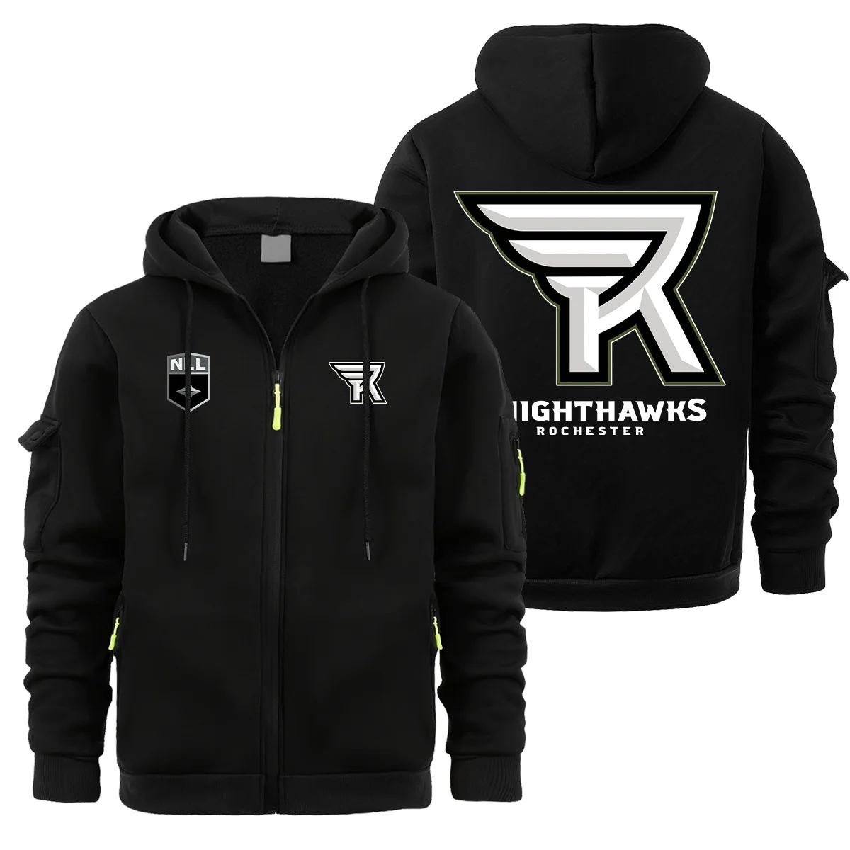 Special Release Rochester Knighthawks National Lacrosse League Full Zipper Hoodie Fashion HONLL210824A02ROC - Black