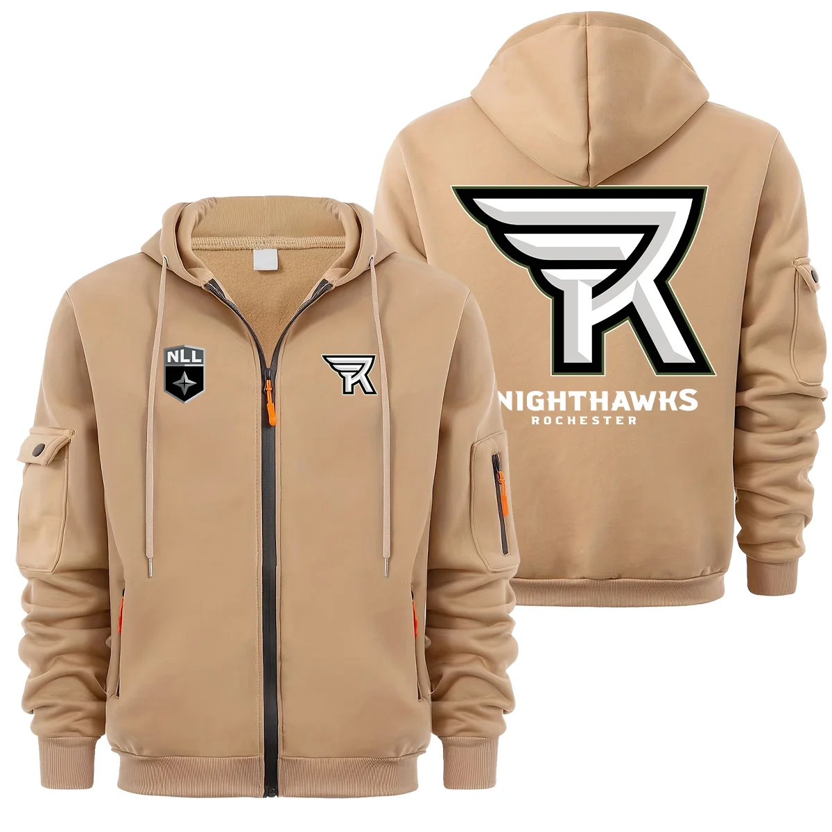 Special Release Rochester Knighthawks National Lacrosse League Full Zipper Hoodie Fashion HONLL210824A02ROC - Khaki