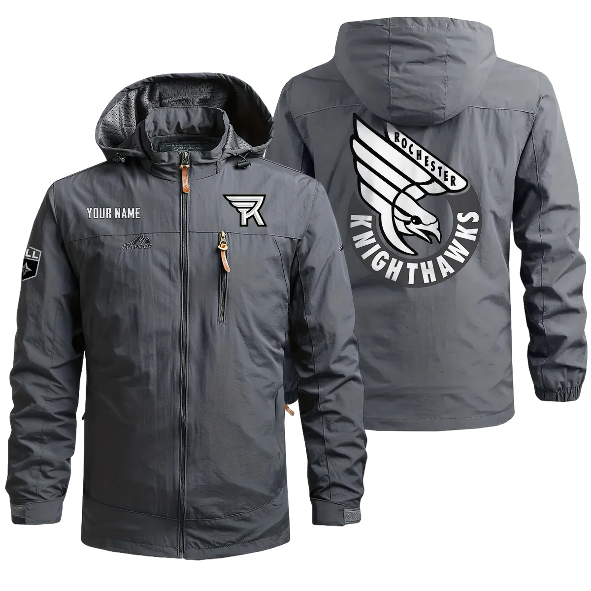 Special Release Rochester Knighthawks National Lacrosse League Waterproof Outdoor Jacket QTNLL080924A1ROC - Gray