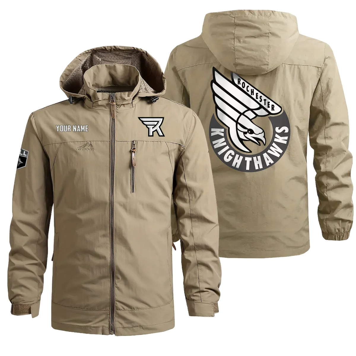 Special Release Rochester Knighthawks National Lacrosse League Waterproof Outdoor Jacket QTNLL080924A1ROC - Gray