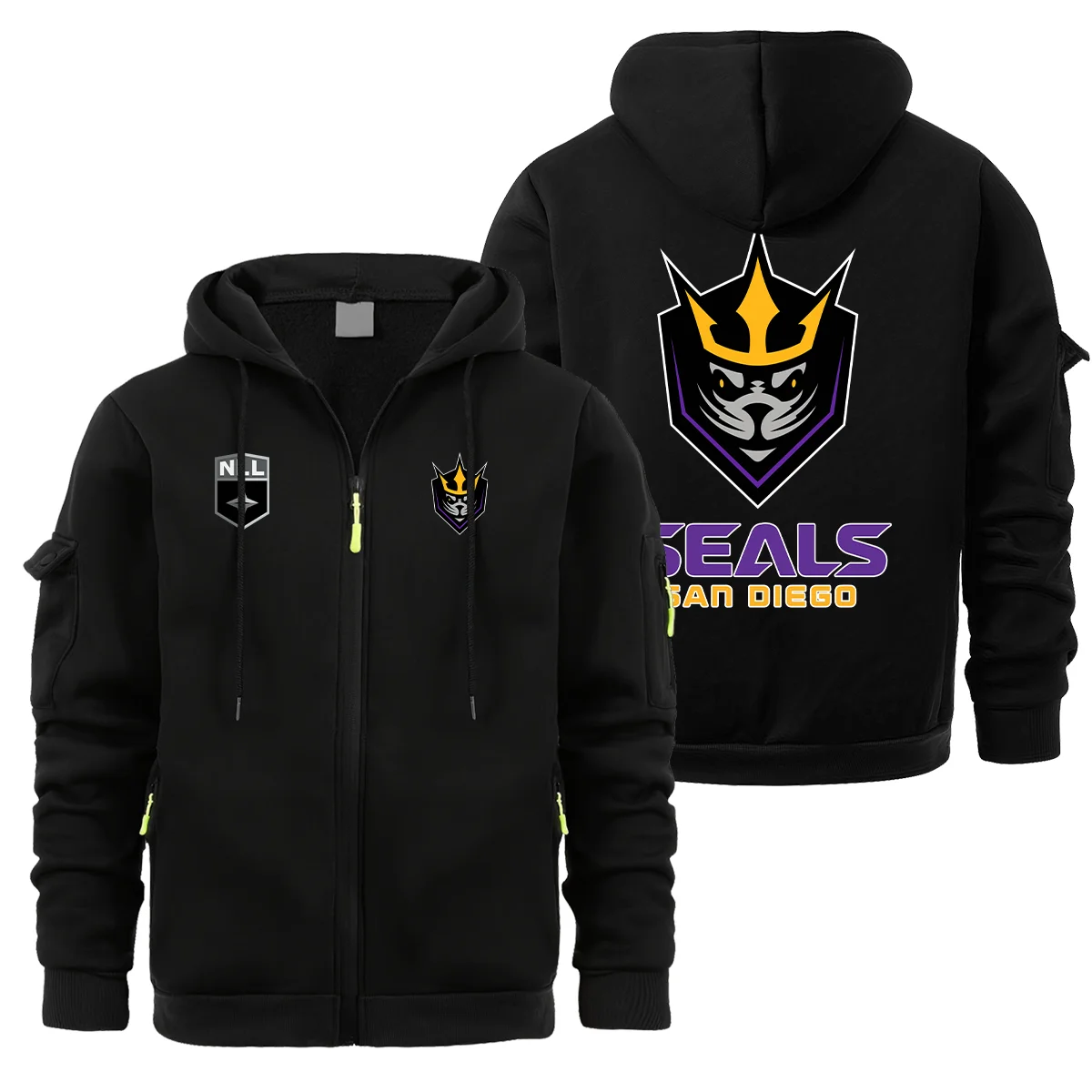 Special Release San Diego Seals National Lacrosse League Full Zipper Hoodie Fashion HONLL210824A02SD - Black