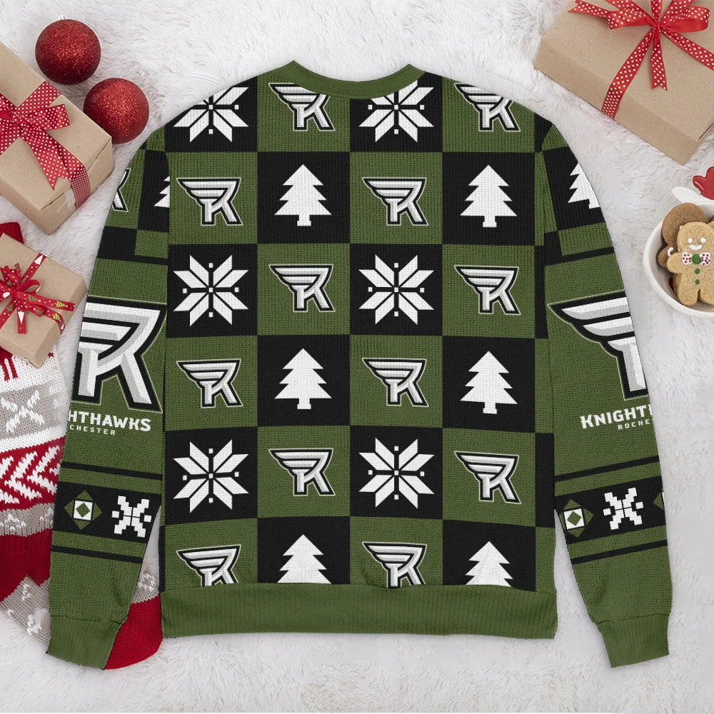 Special Release Ugly Sweater Rochester Knighthawks National Lacrosse League All Over Prints Christmas Season HONLL190924SW01ROC