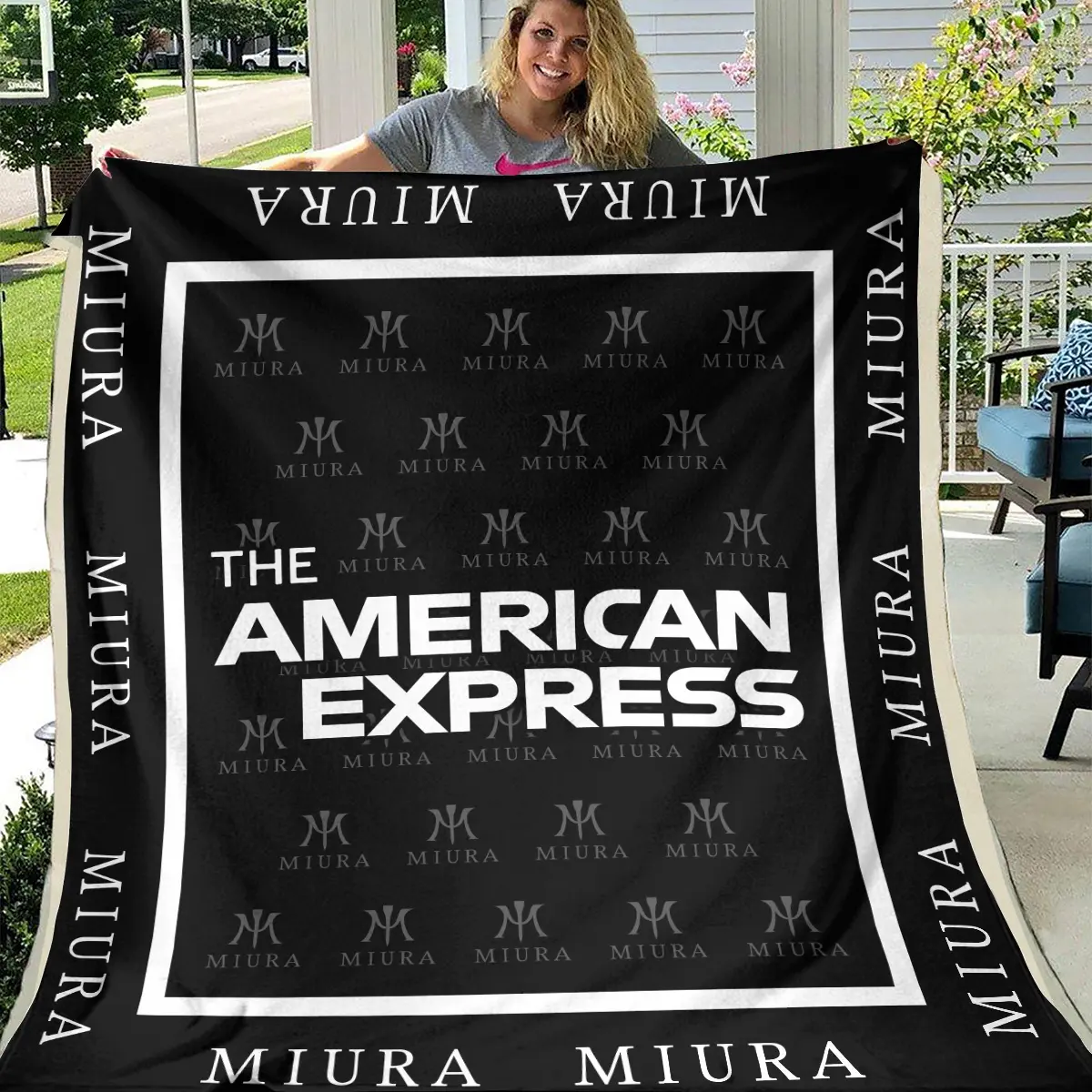 The American Express Golf Tournament Miura Golf Brand Exclusive Logo All Over Prints BLAEG221024A01MGBLK - Blanket