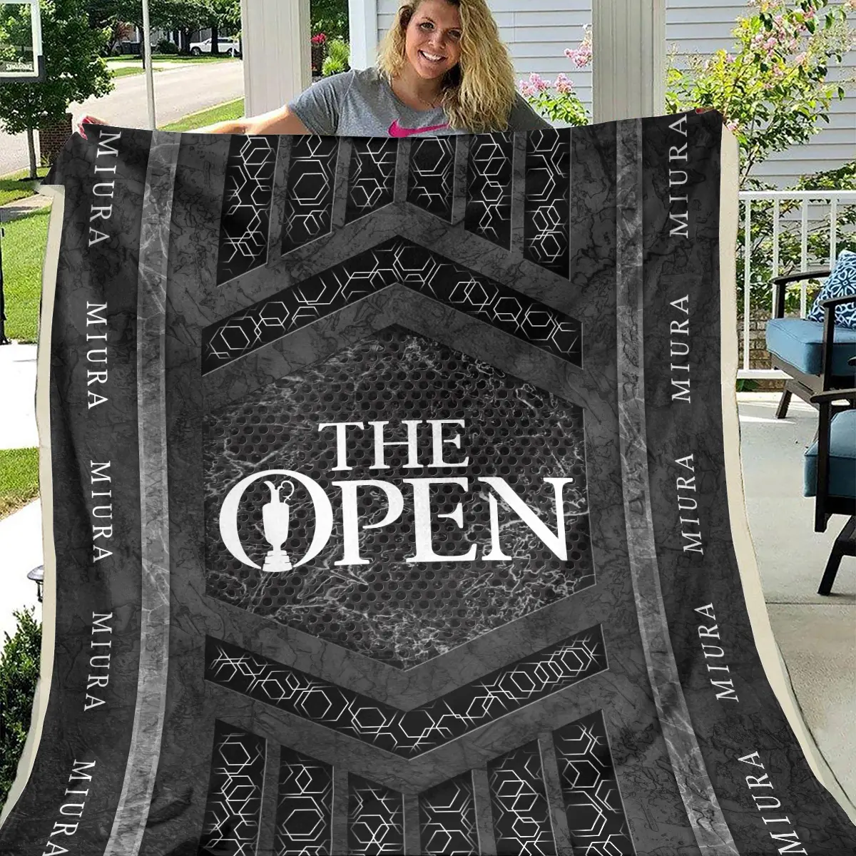 The Open Championship Tournament Miura Golf Brand Exclusive Logo All Over Prints BLTOC231024A01MGBLK - Blanket