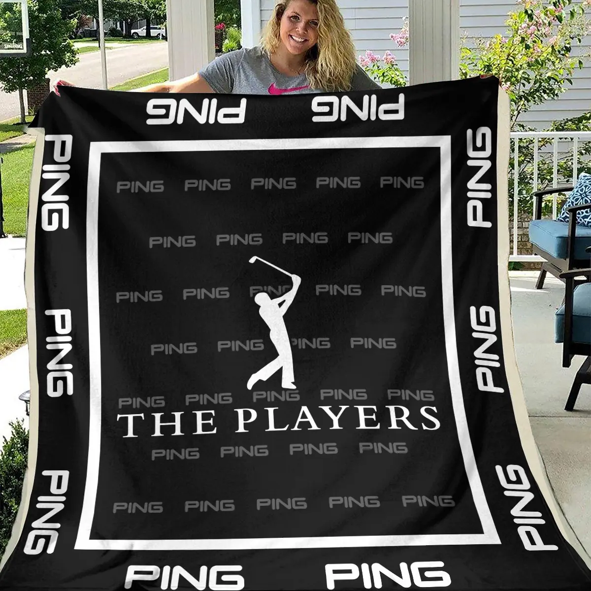 The Players Championship Tournament Ping Brand Exclusive Logo All Over Prints BLTPS221024A01PIBLK - Blanket