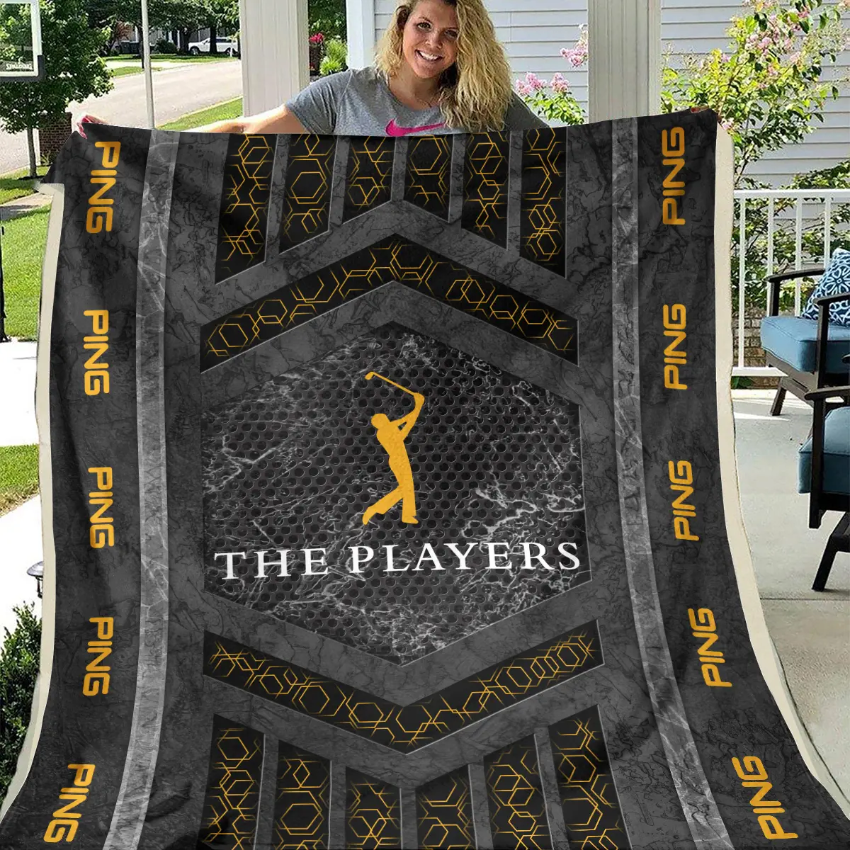 The Players Championship Tournament Ping Brand Exclusive Logo All Over Prints BLTPS231024A01PIBLK - Blanket