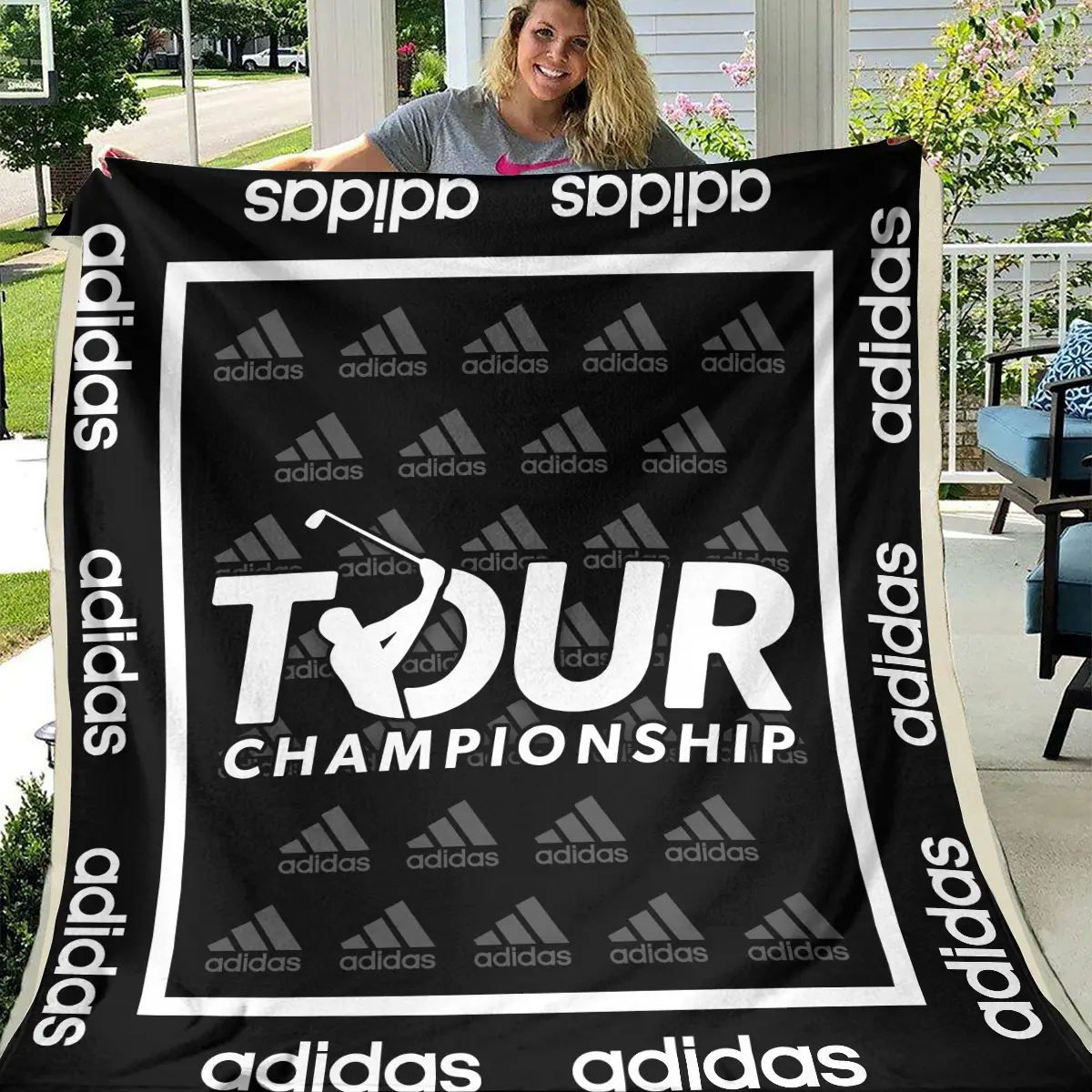 TOUR Championship Tournament Adidas Brand Exclusive Logo All Over Prints BLTC221024A01ADBLK - Blanket