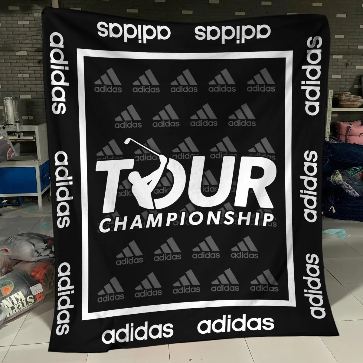 TOUR Championship Tournament Adidas Brand Exclusive Logo All Over Prints BLTC221024A01ADBLK - Blanket