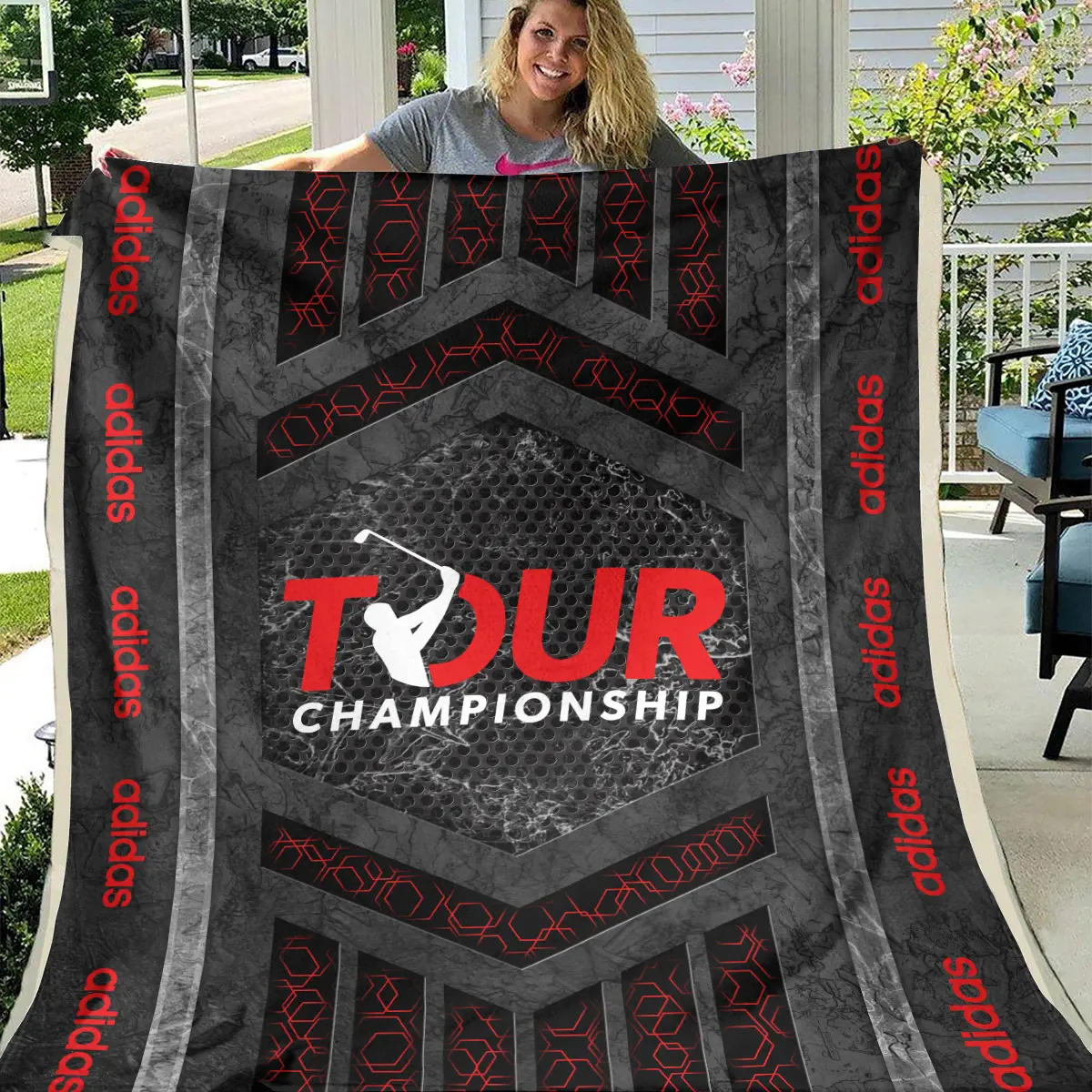 TOUR Championship Tournament Adidas Brand Exclusive Logo All Over Prints BLTC231024A01ADBLK - Blanket