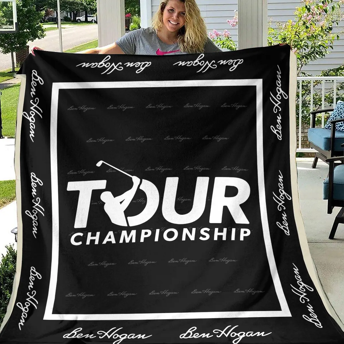 TOUR Championship Tournament Ben Hogan Brand Exclusive Logo All Over Prints BLTC221024A01BHBLK - Blanket