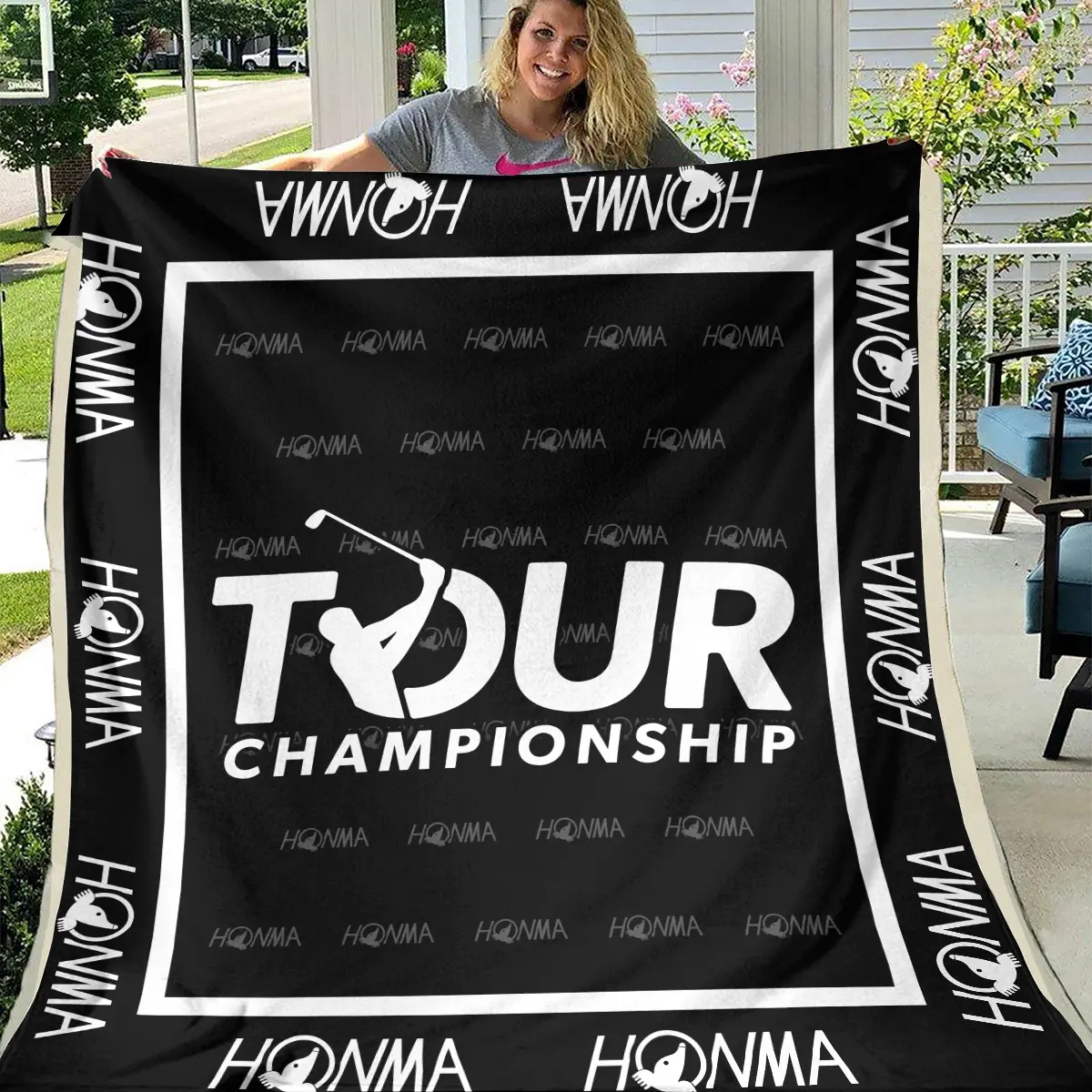 TOUR Championship Tournament Honma Brand Exclusive Logo All Over Prints BLTC221024A01HOBLK - Blanket