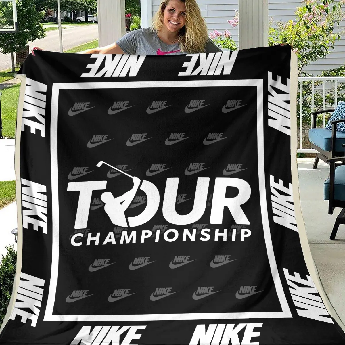 TOUR Championship Tournament Nike Brand Exclusive Logo All Over Prints BLTC221024A01NKBLK - Blanket