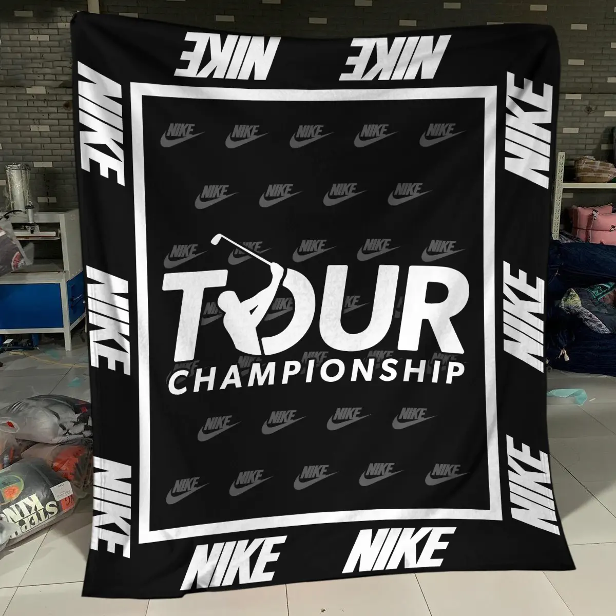 TOUR Championship Tournament Nike Brand Exclusive Logo All Over Prints BLTC221024A01NKBLK - Blanket