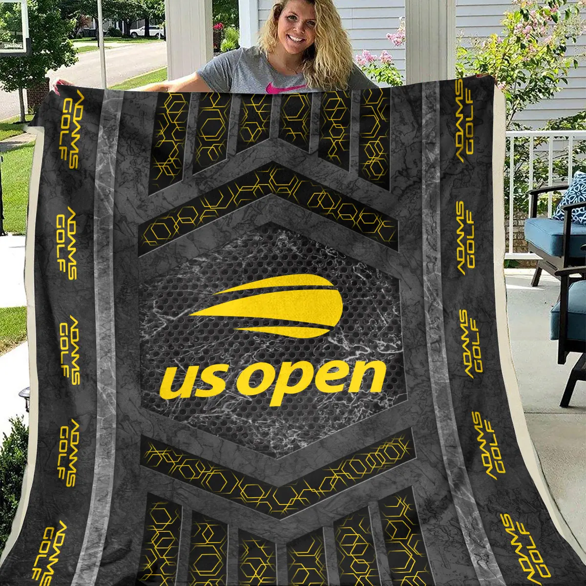 U.S. Open Tournament Adams Golf Brand Exclusive Logo All Over Prints BLUSO231024A01AGBLK - Blanket