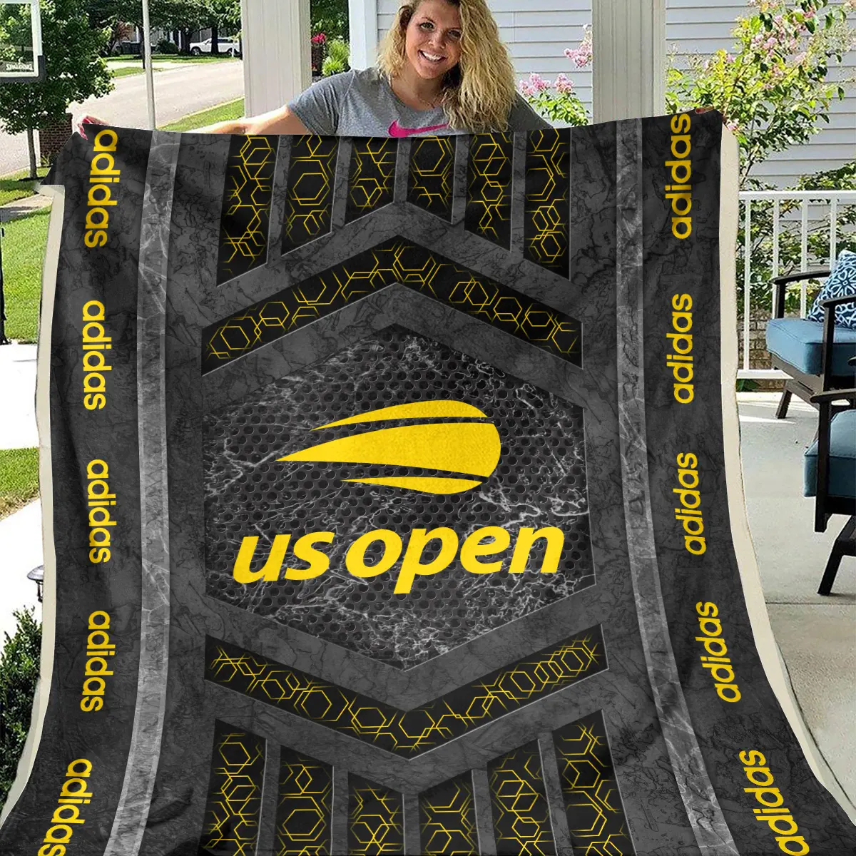 U.S. Open Tournament Adidas Brand Exclusive Logo All Over Prints BLUSO231024A01ADBLK - Blanket